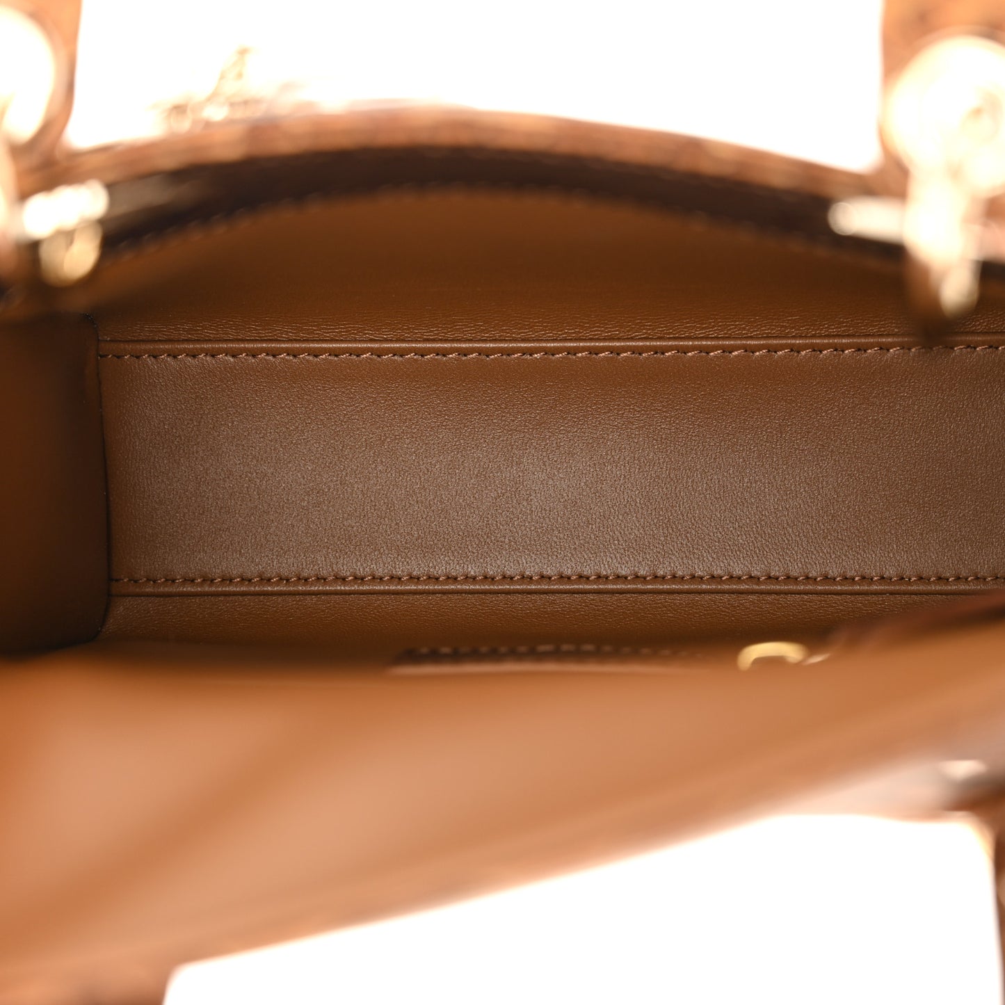 Metallic Snakeskin Mini Lady Dior Brown