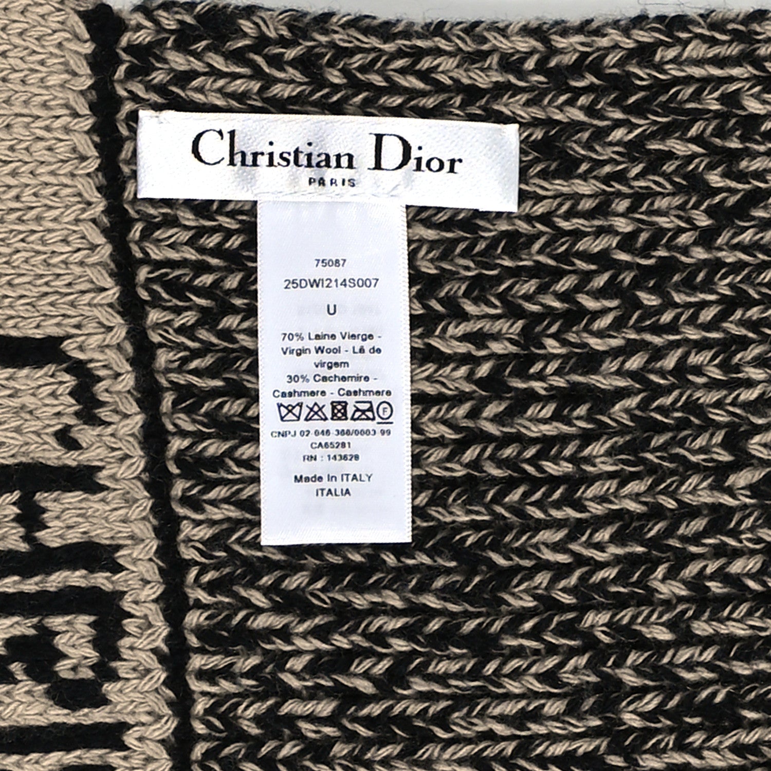 Christian Dior Wool Cashmere Logo Scarf Beige Black 4 of 4