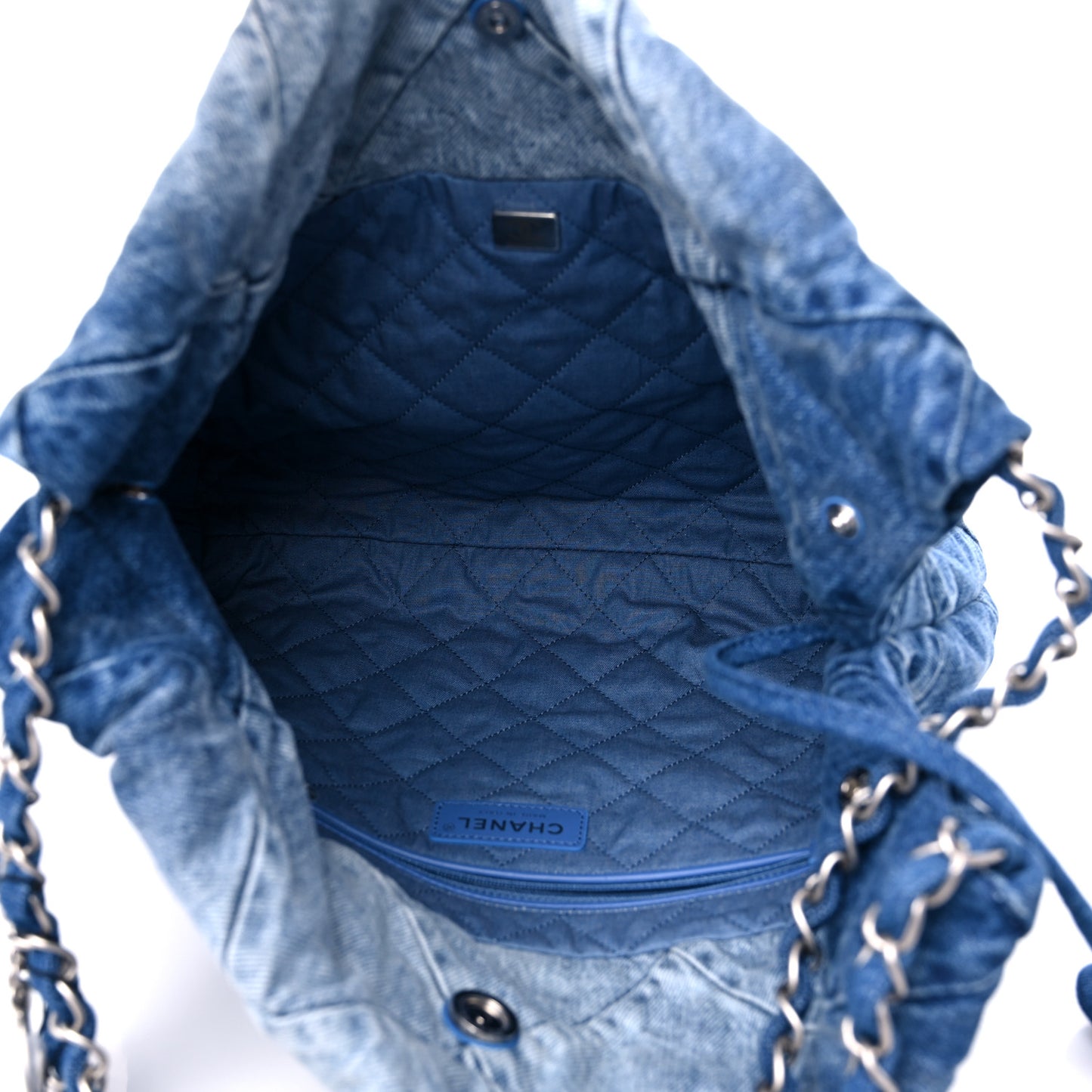 Denim Quilted Small Chanel 22 Blue