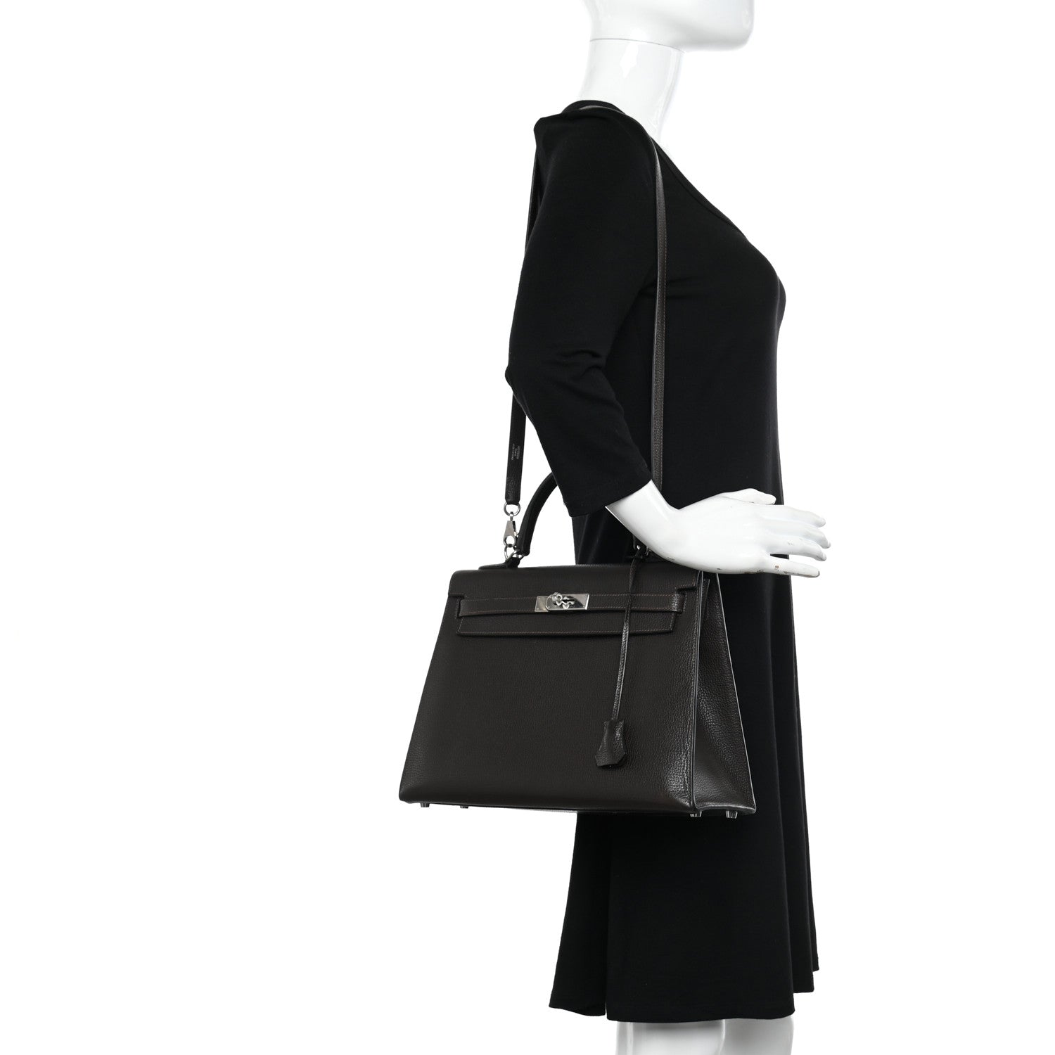 Hermes Vache Liegee Kelly Sellier 32 Chocolate 2 of 14