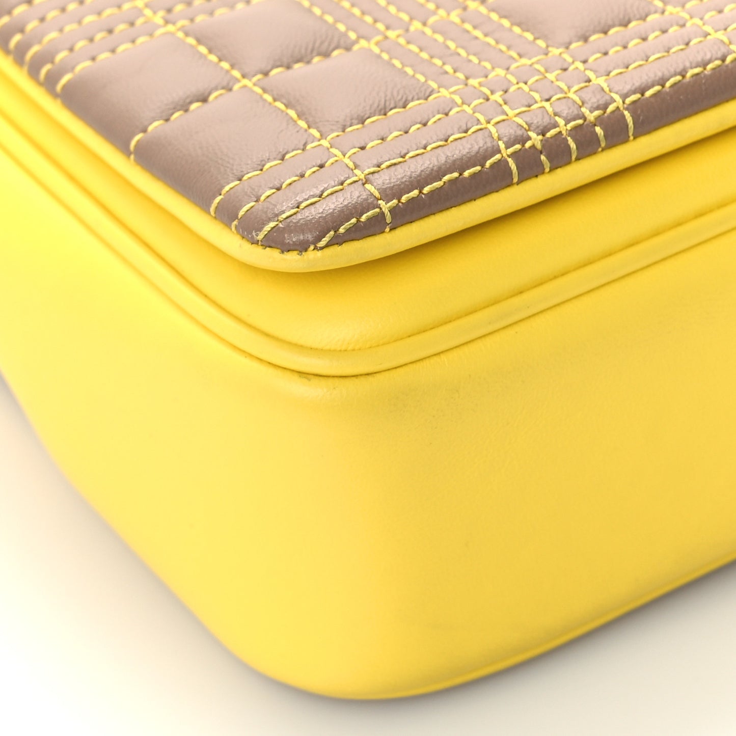 Lambskin Quilted Small Lola Tri-Color Bag Deep Saffron White Beige