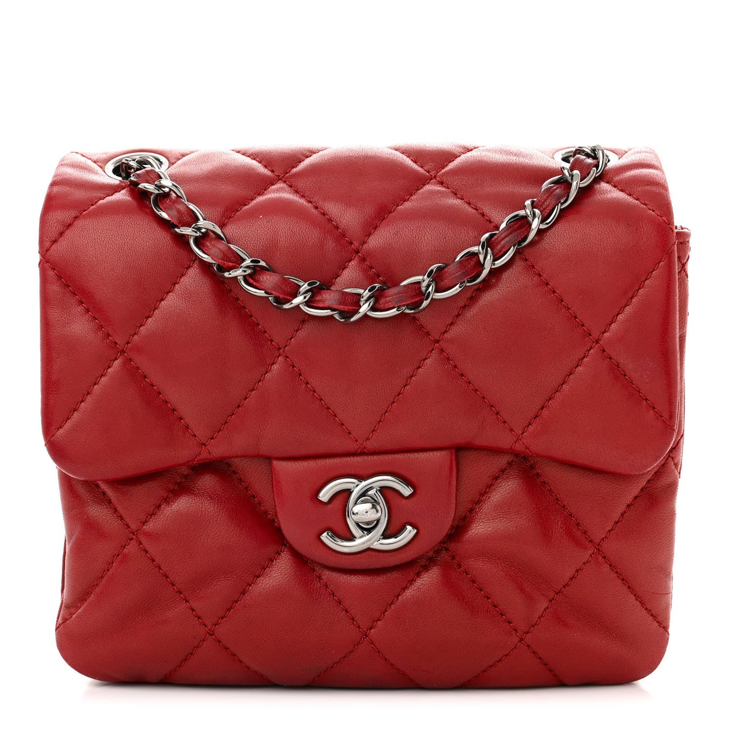 Lambskin Quilted Mini Chanel 3 Flap Red
