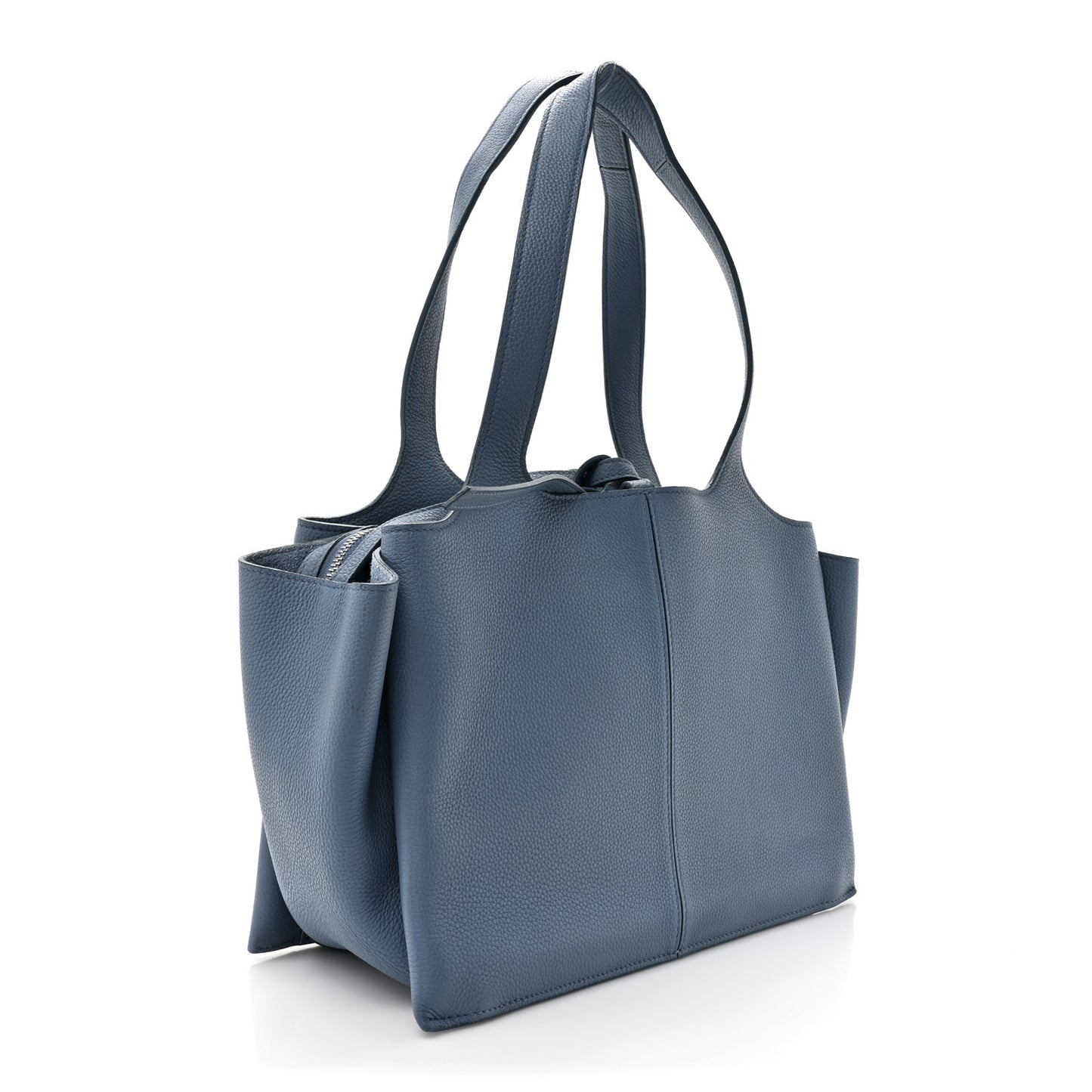Calfskin Small Tri-Fold Shoulder Bag Steel Blue