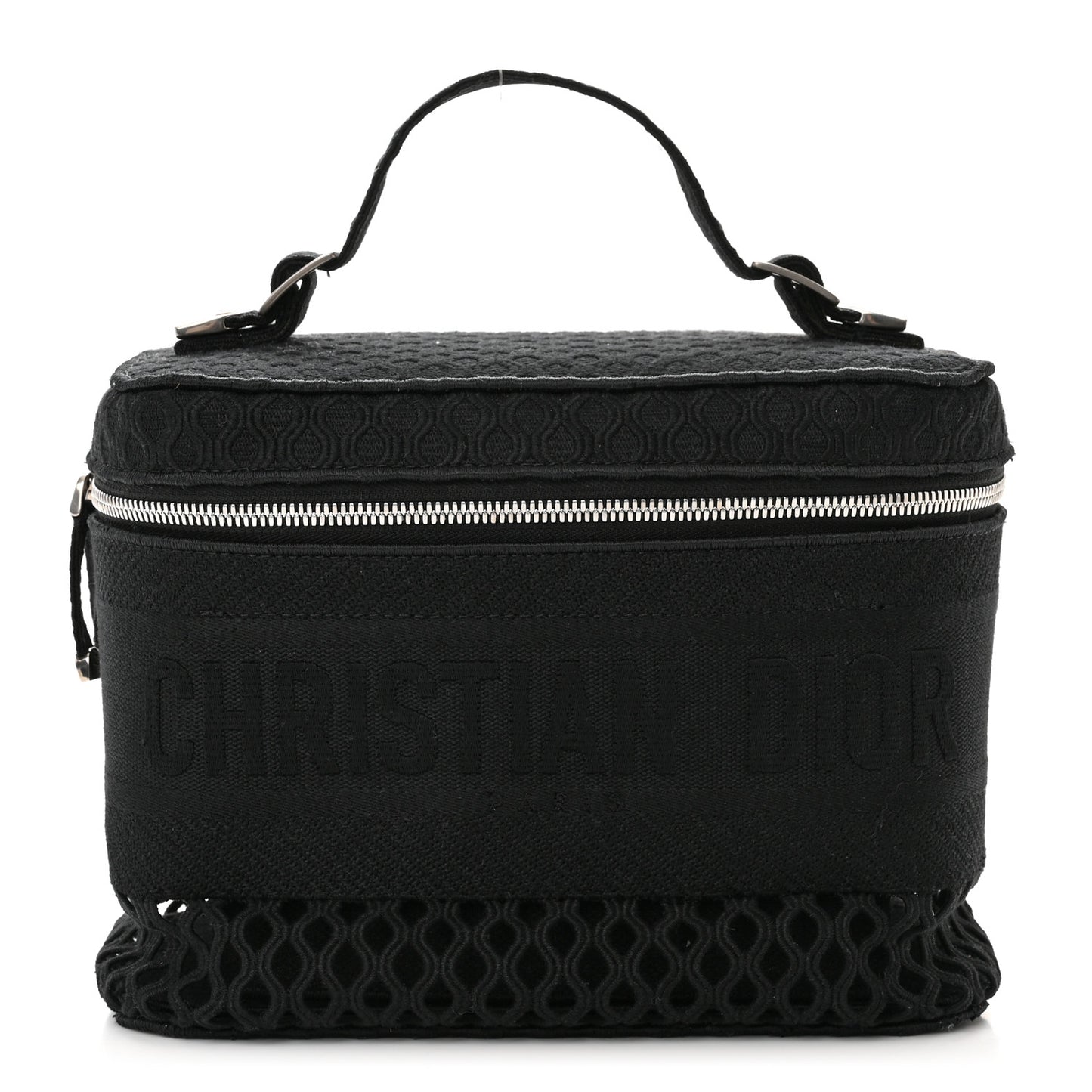 Mesh Embroidered Diortravel Vanity Case Black
