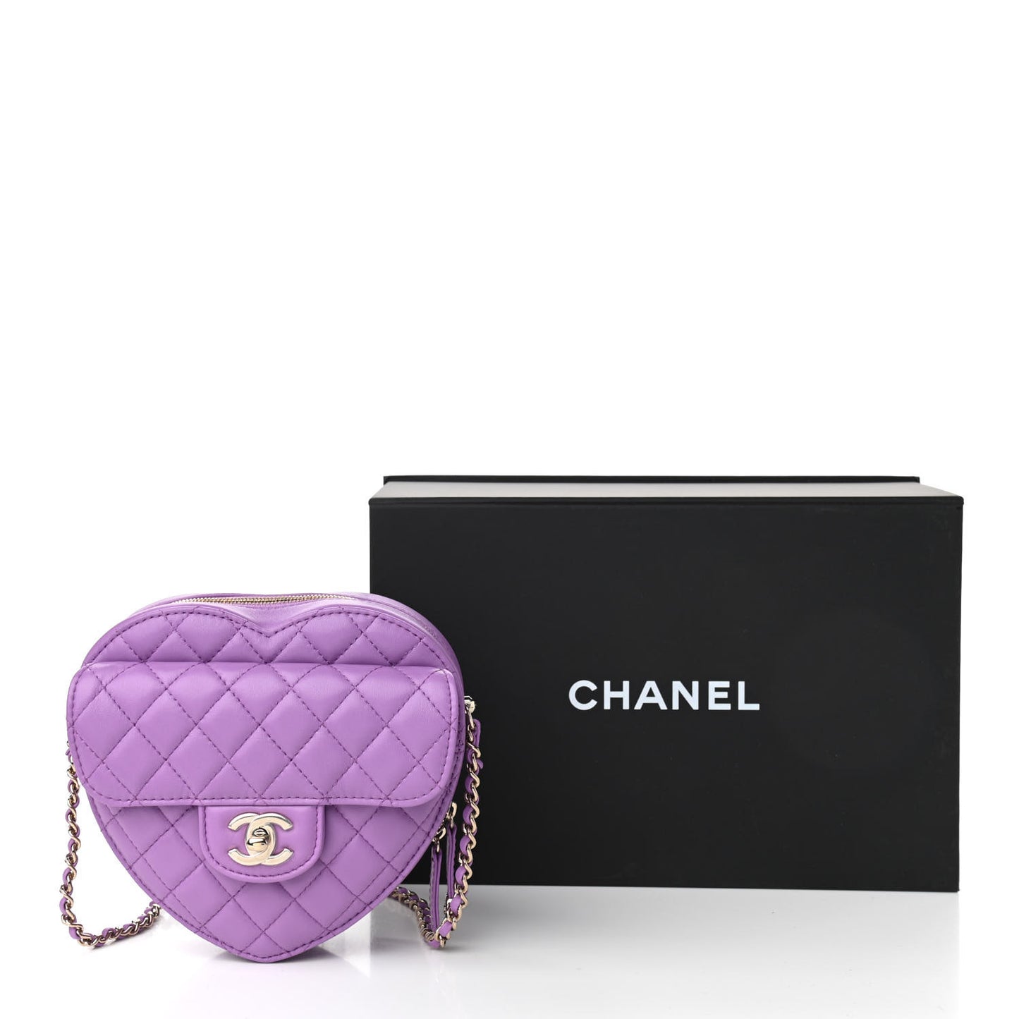 Lambskin Quilted CC In Love Heart Bag Purple