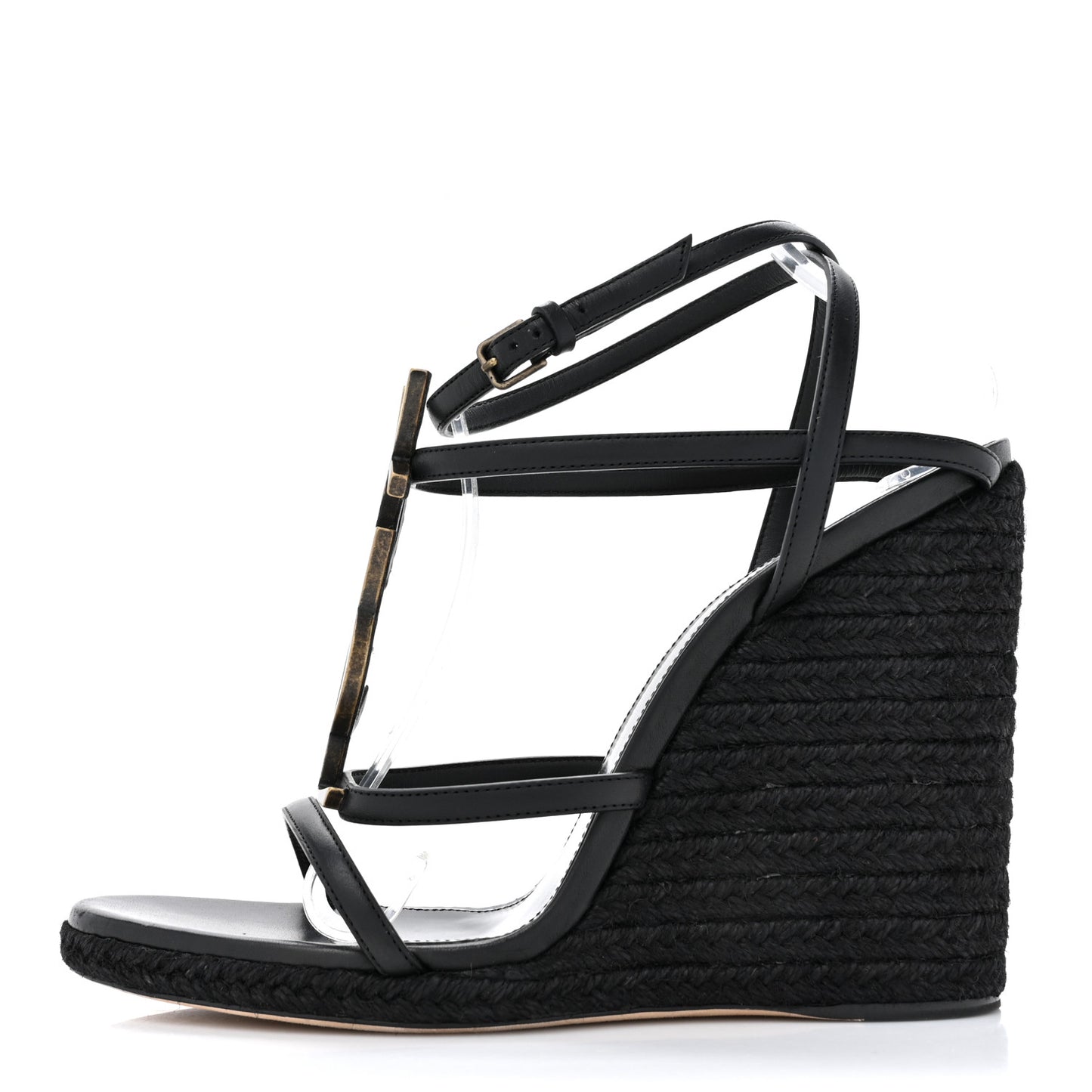 Calfskin Cassandra Espadrille 105 Wedges 40 Black