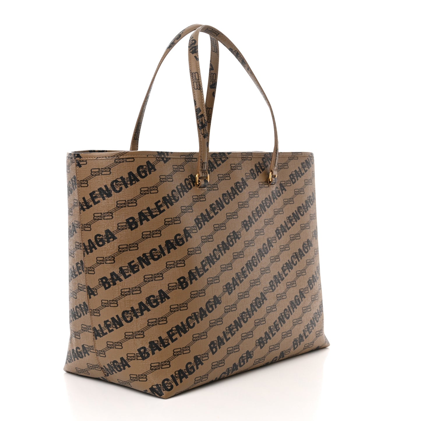 Coated Canvas BB Monogram Allover Logo Signature Tote Beige Brown Black