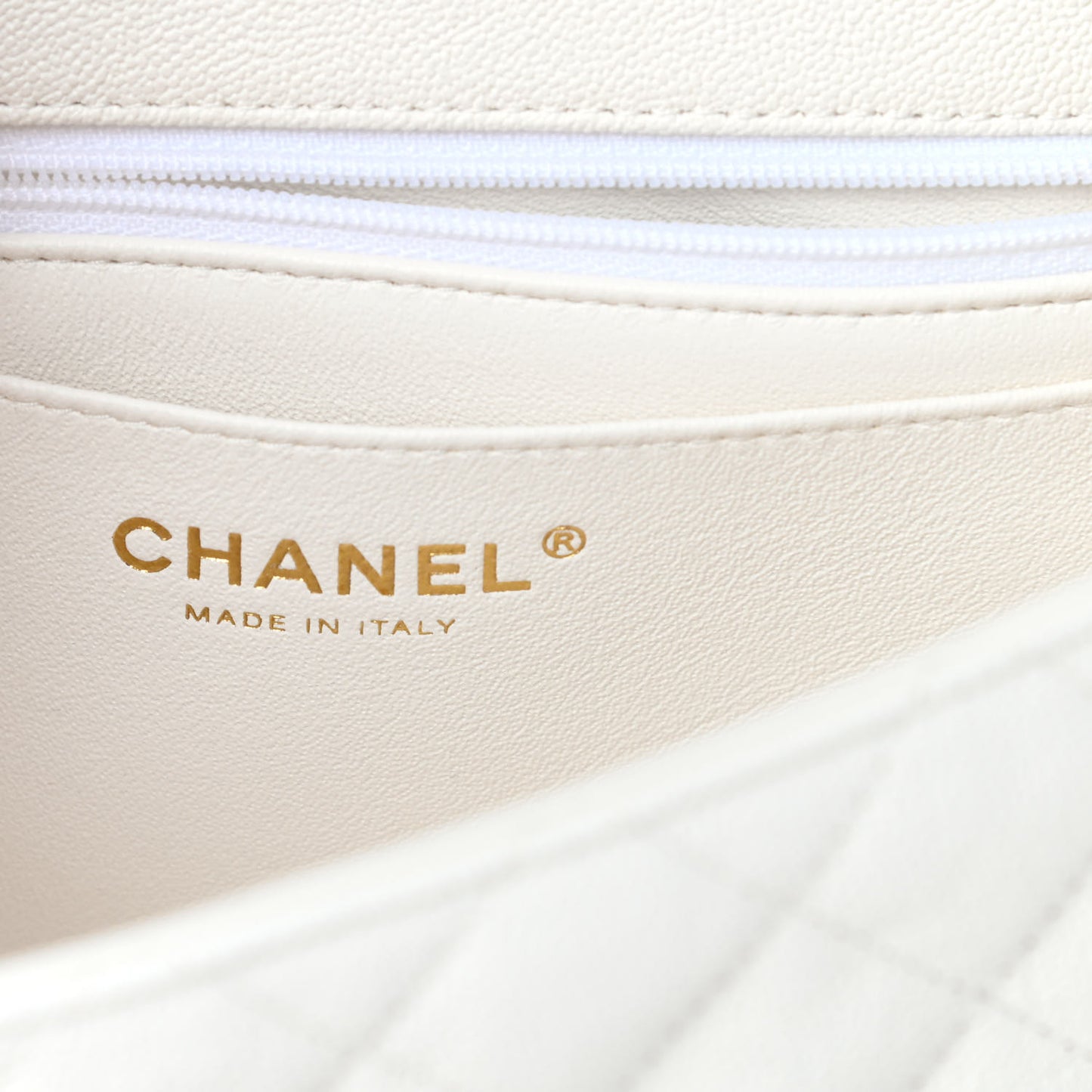 Caviar Quilted Mini Top Handle Rectangular Flap White