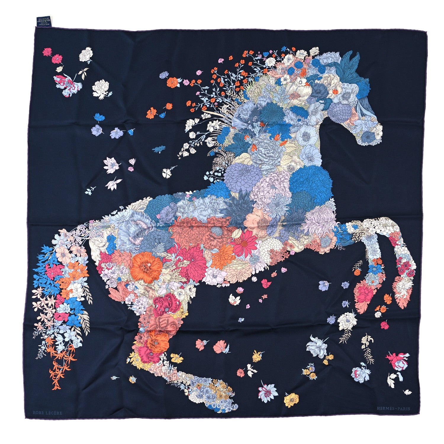 Hermes Silk Robe Legere Scarf 90 Marine Parme Rose 1660825
