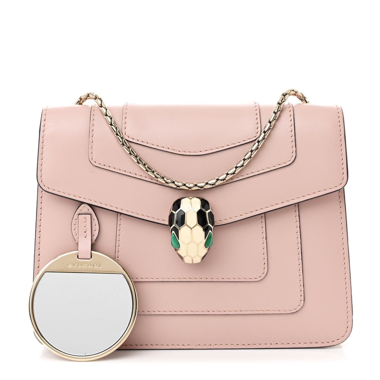 Calfskin Small Serpenti Forever Snake Strap Crossbody Bag Light Pink