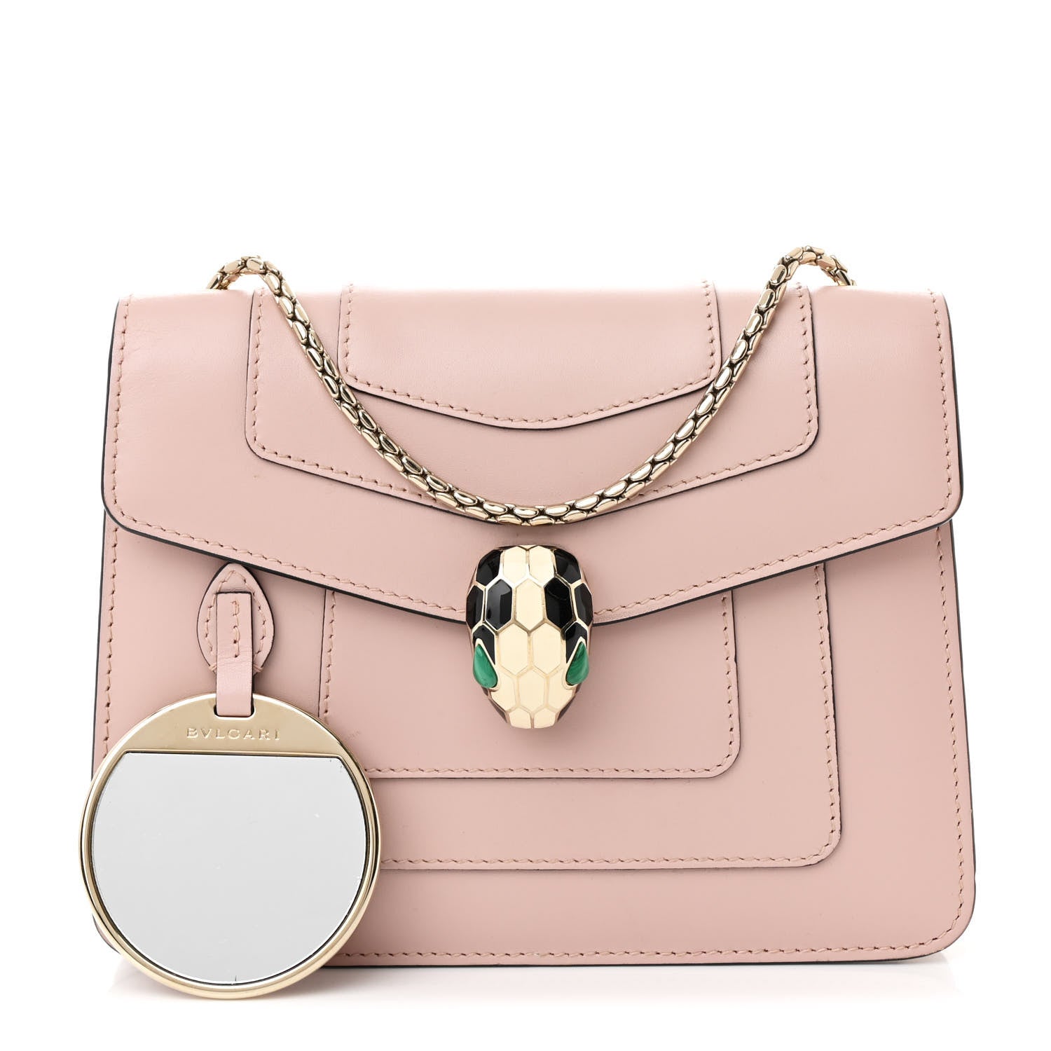 Bulgari Calfskin Small Serpenti Forever Snake Strap Crossbody Bag Light Pink 3 of 14