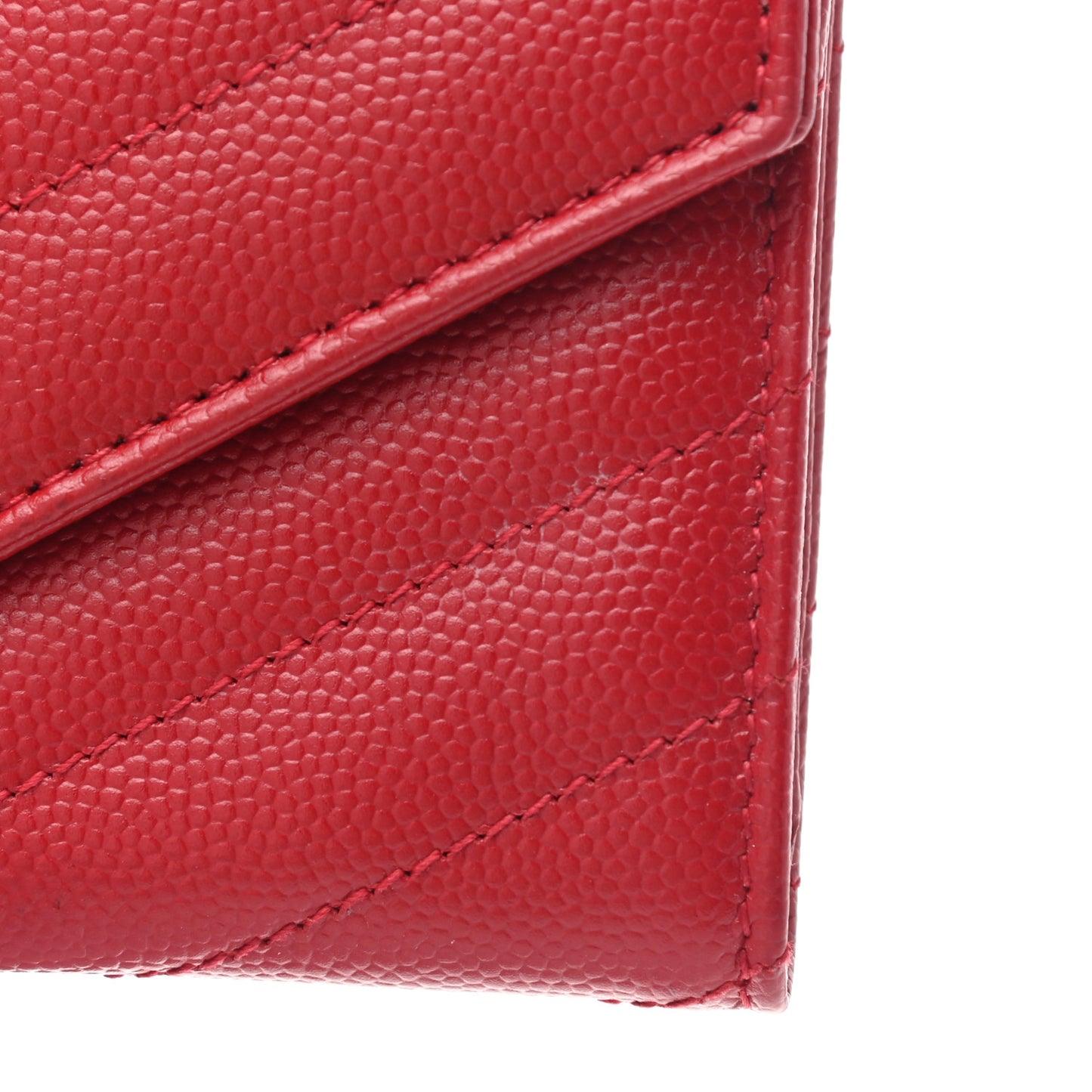 Grain De Poudre Matelasse Chevron Small Monogram Envelope Wallet New Red
