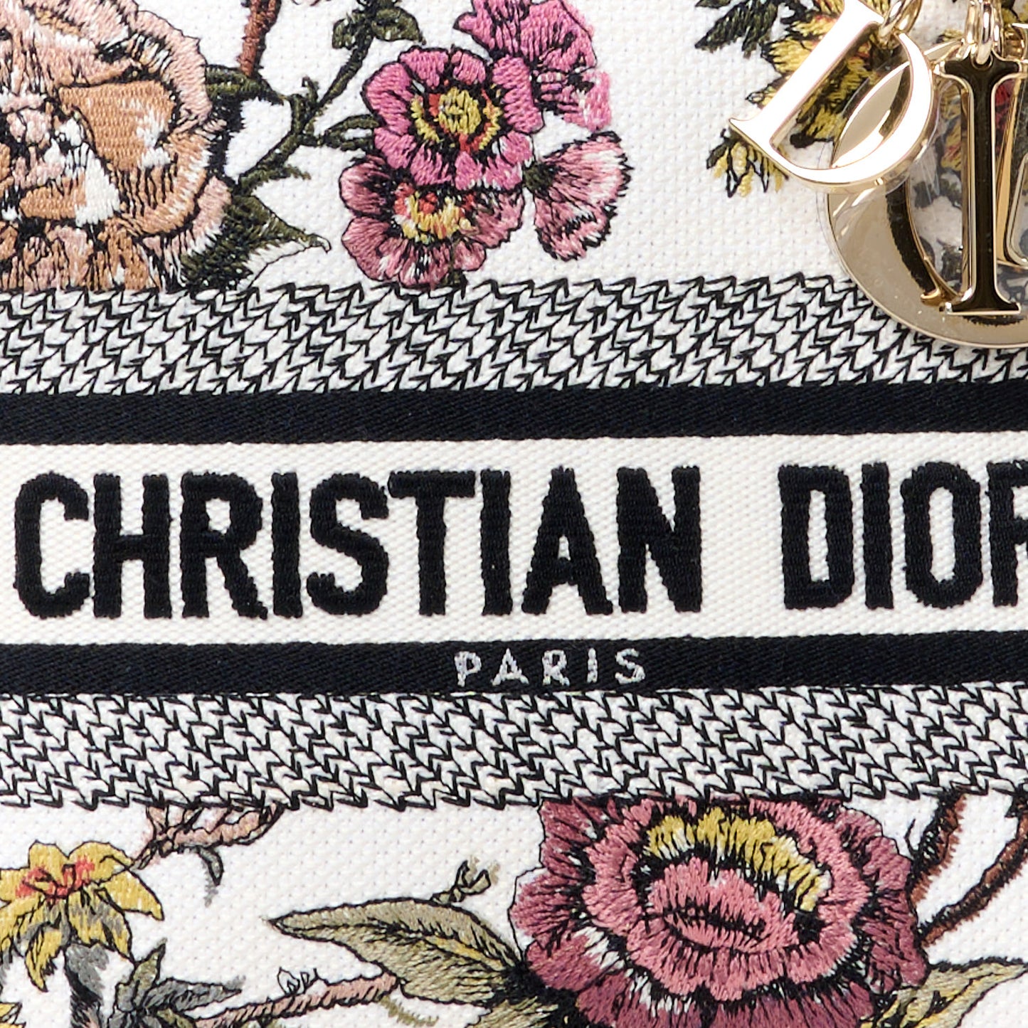 Canvas Embroidered Jardin Botanique Medium Lady D-Lite White Multicolor
