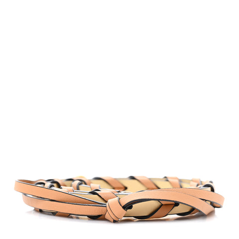 Calfskin Braided Thin Strap Dark Butter