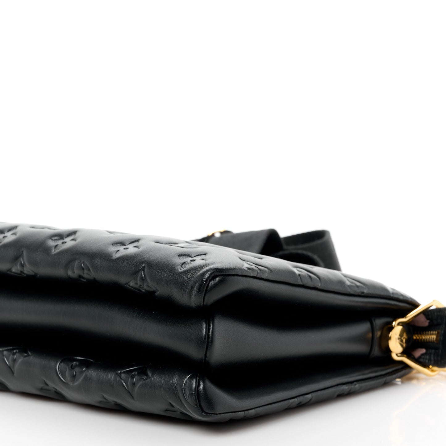 LOUIS VUITTON Lambskin Embossed Monogram Coussin PM Black