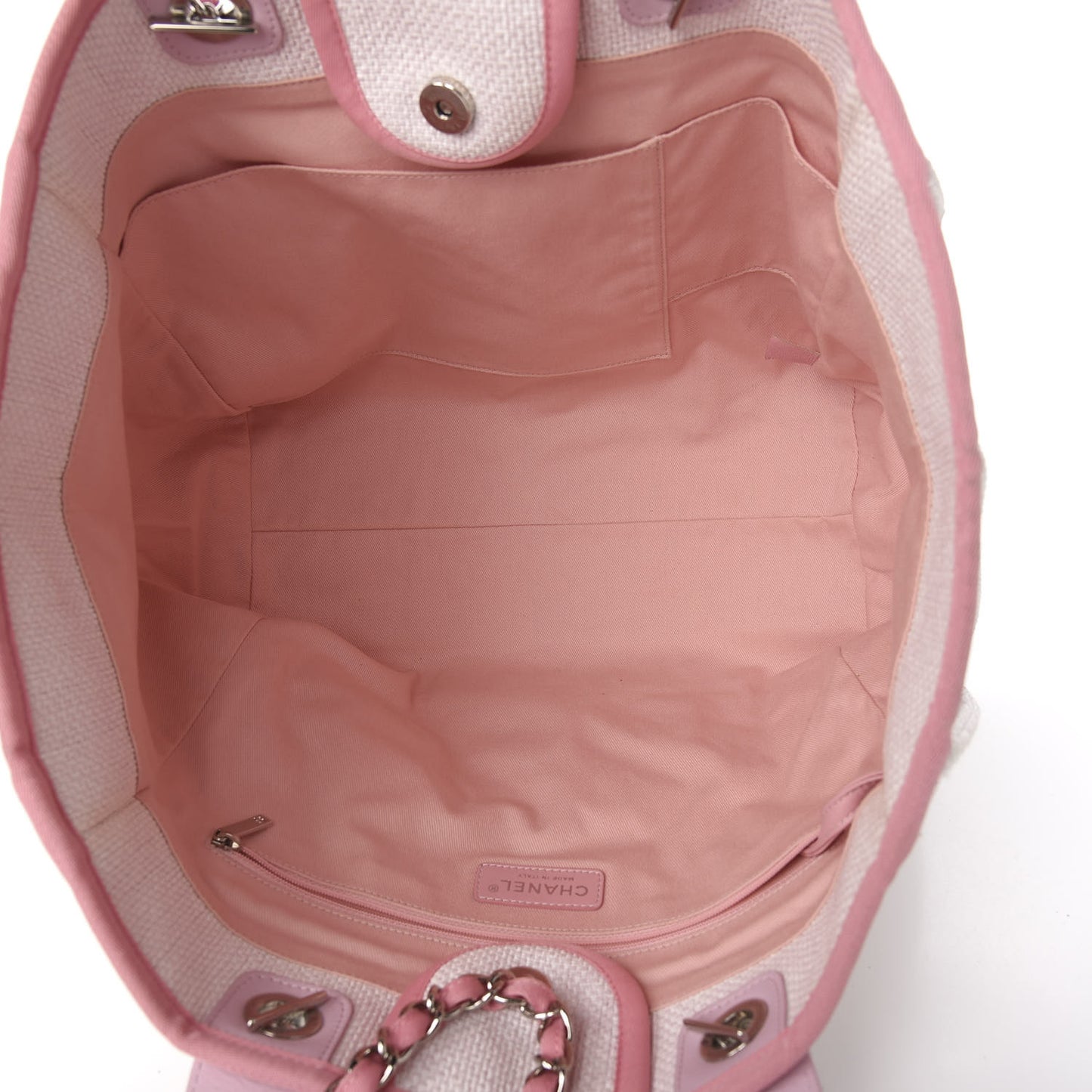 Woven Straw Raffia Medium Deauville Tote Pink