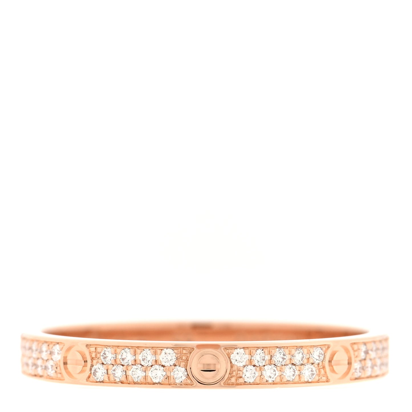 18K Pink Gold Diamond 2.6mm LOVE Paved Band Ring 58 8.25