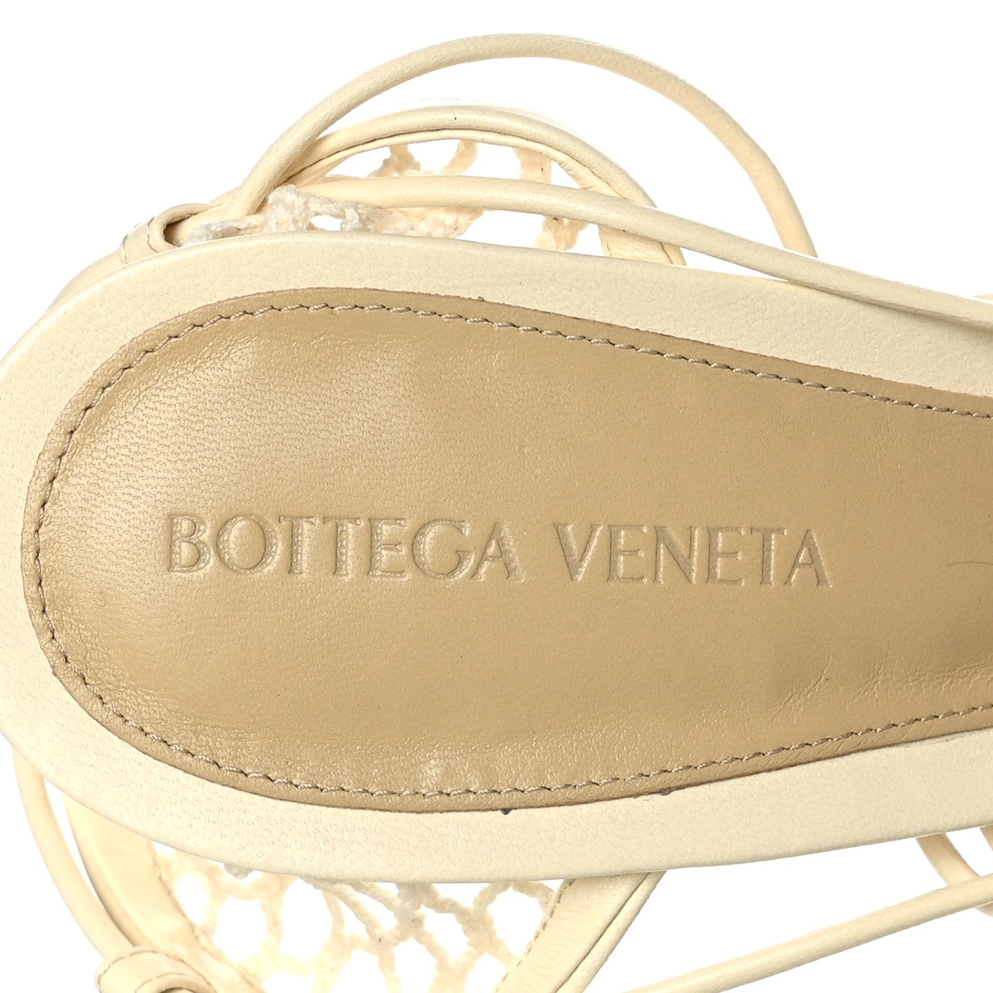 Mesh Nappa Stretch Ankle Tie Sandals 40 Toile