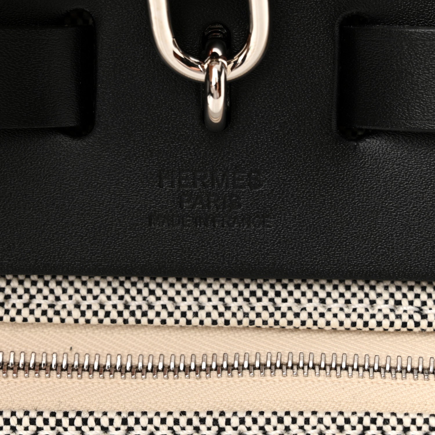 Hermes H Plume Canvas Vache Hunter Circuit Rider Hobnailed Herbag Zip Retourne 31 PM Black Ecru 7 of 12