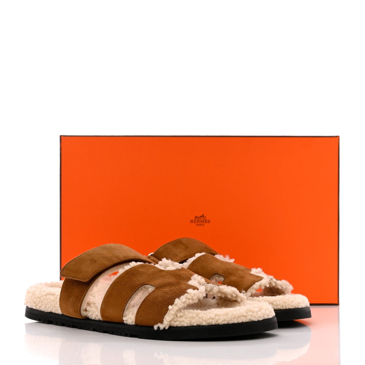 Suede Goatskin Woolskin Mens Chypre Sandals 43.5 Brun Fume Ecru
