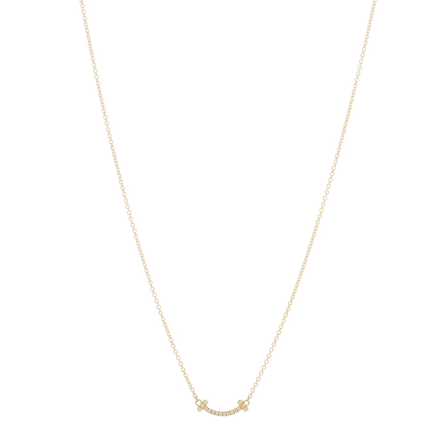 18K Yellow Gold Diamond Mini T Smile Pendant Necklace