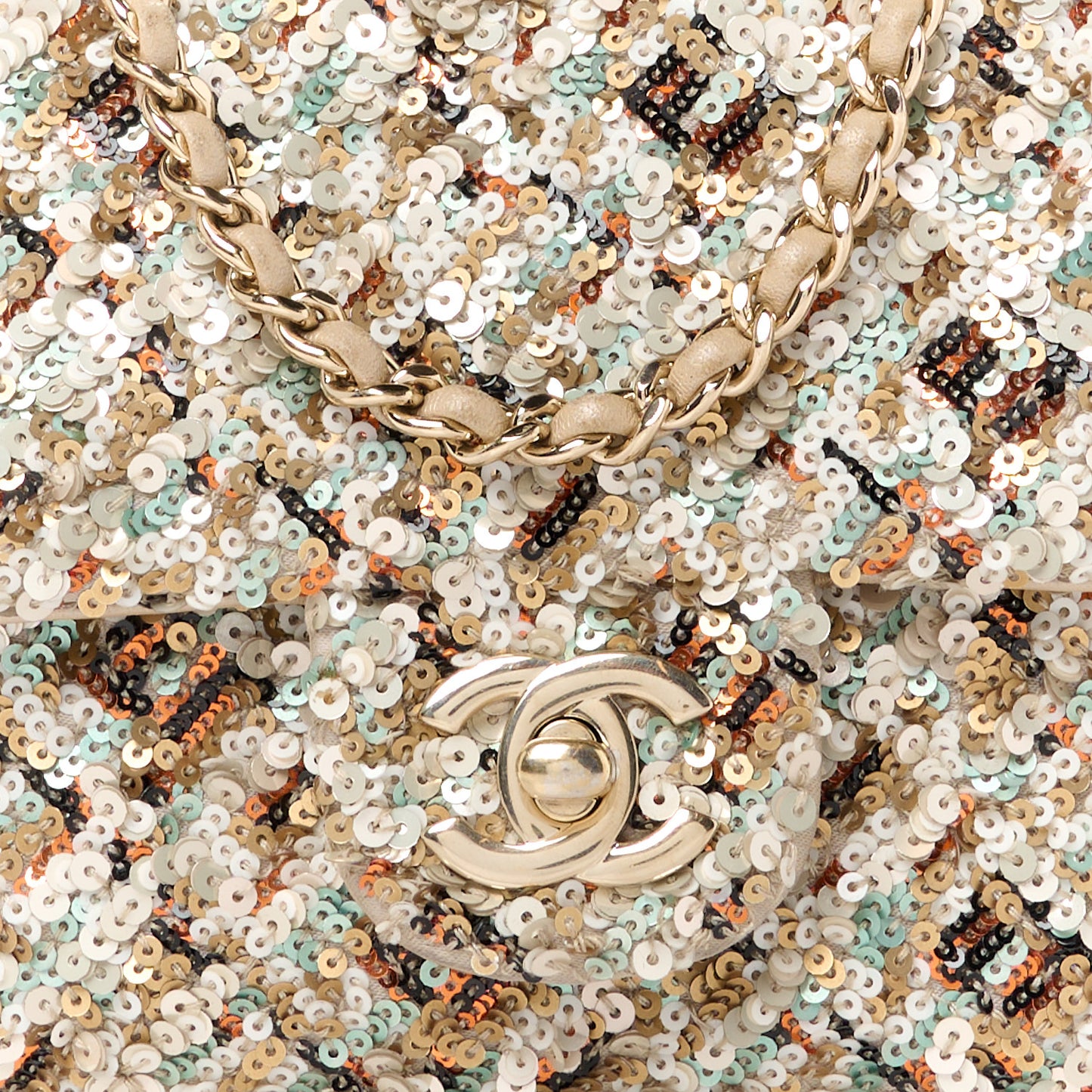 Sequin Small Single Flap Gold Multicolor