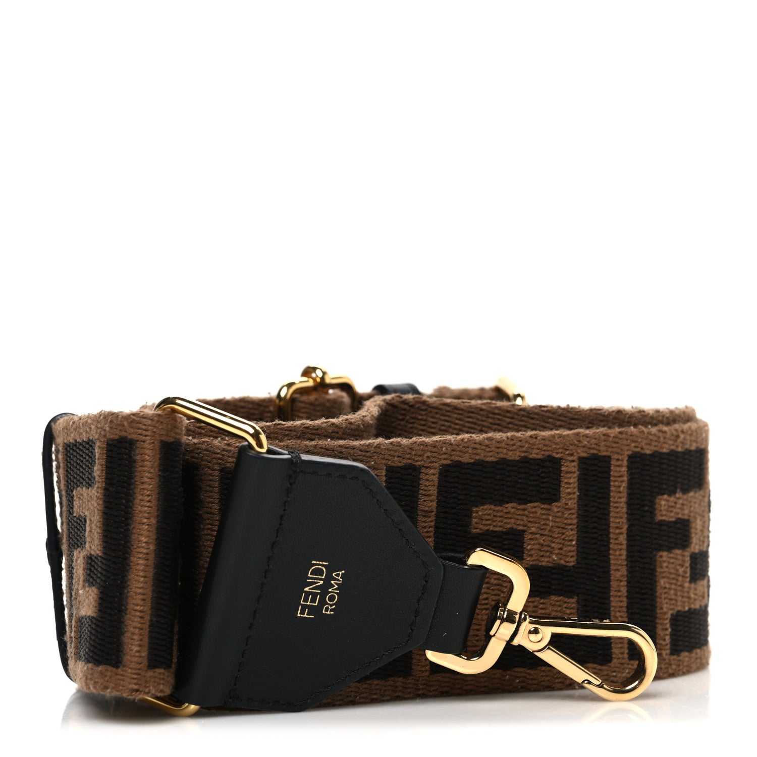 Fendi Ribbon Vitello Century FF 1974 Flat Studded Strap You Fango 