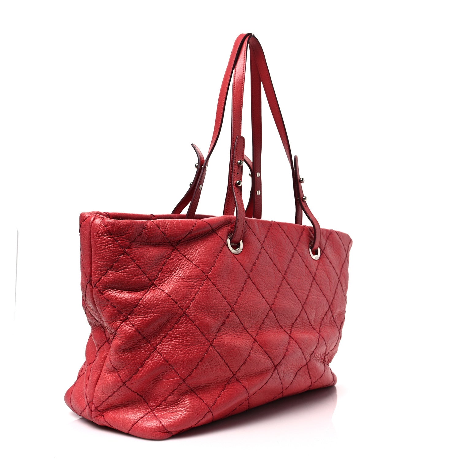 Chanel Glazed Calfskin Large On The Road Tote Red 3 of 8