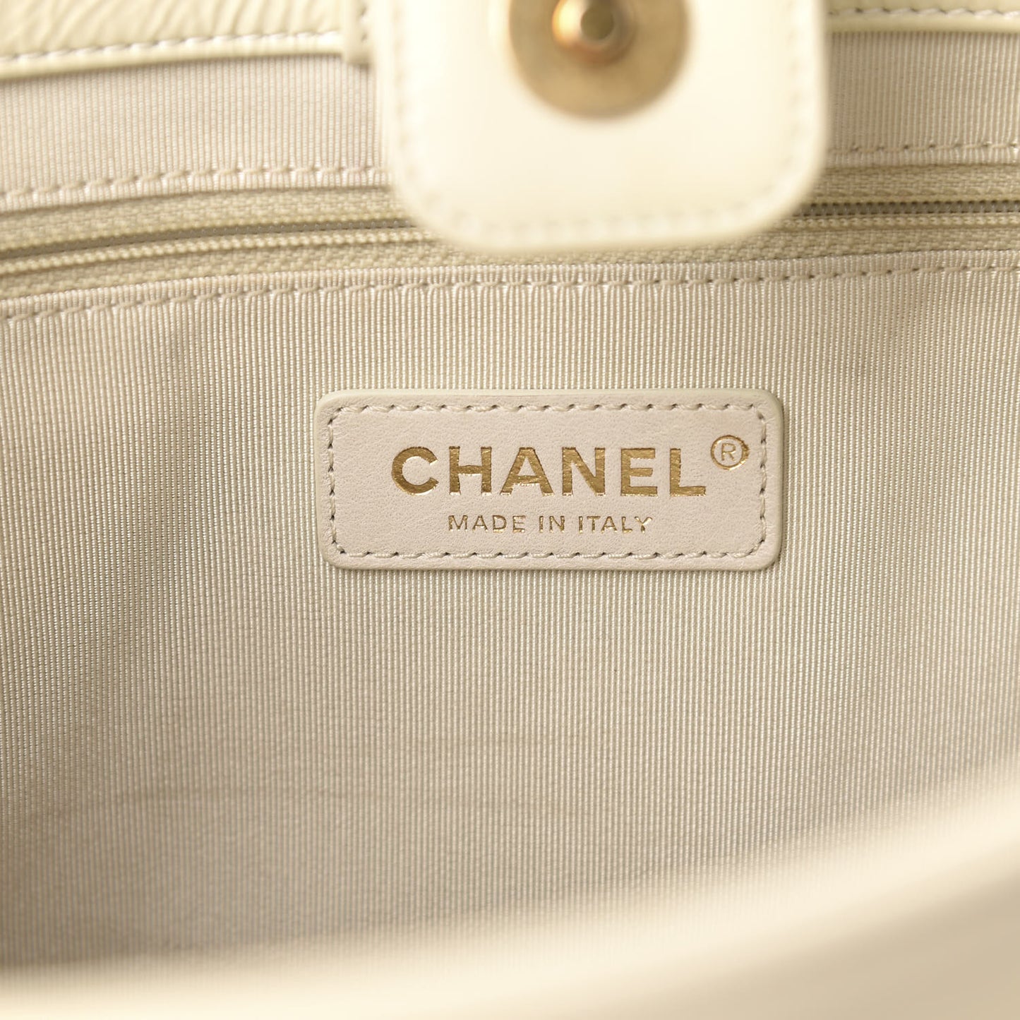Glazed Aged Calfskin CC Tote White