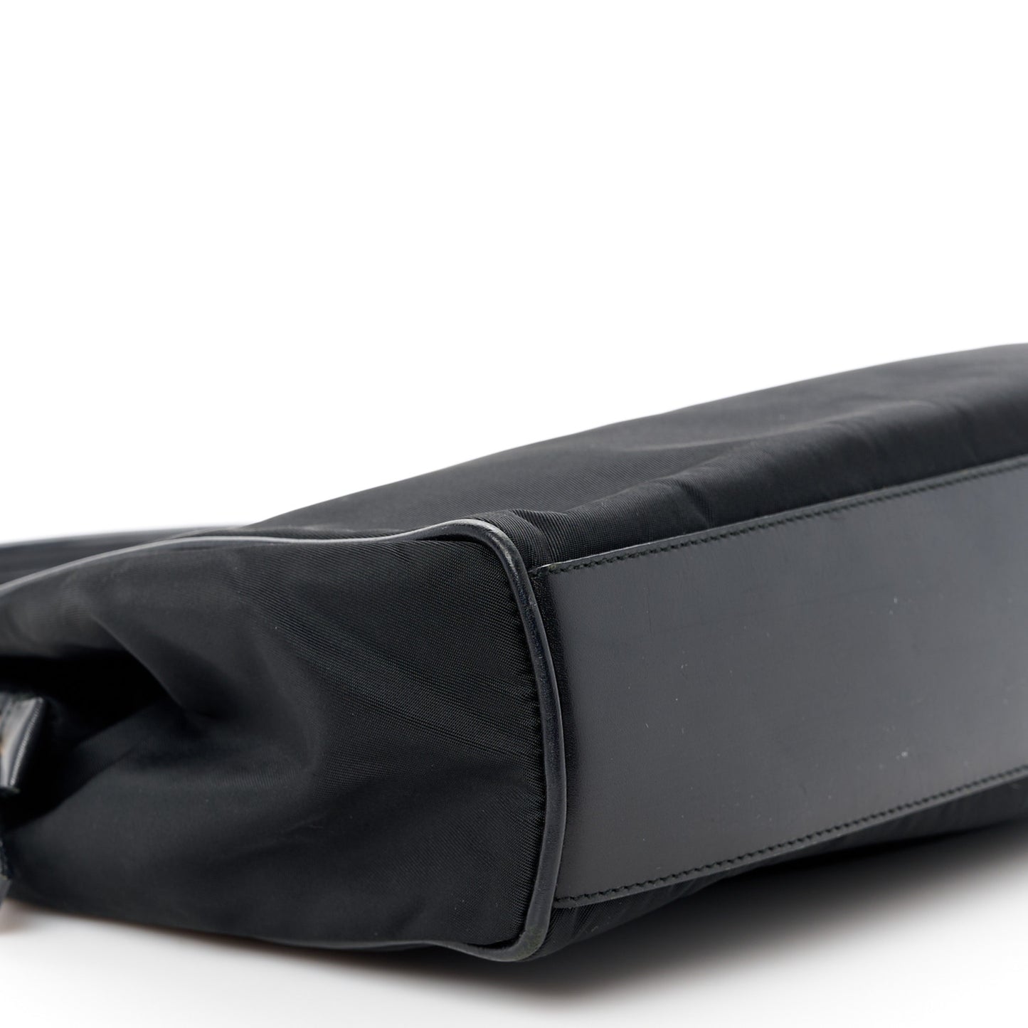 Tessuto Nylon Soft Calfskin Shoulder Bag Black