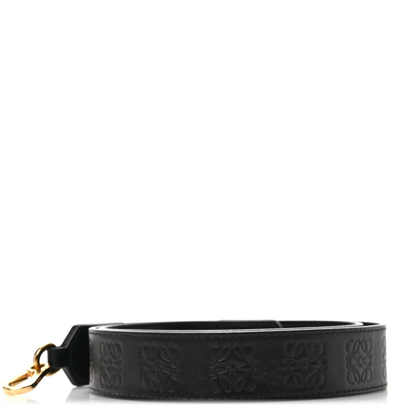 Satin Calfskin Embossed Anagram Strap Black