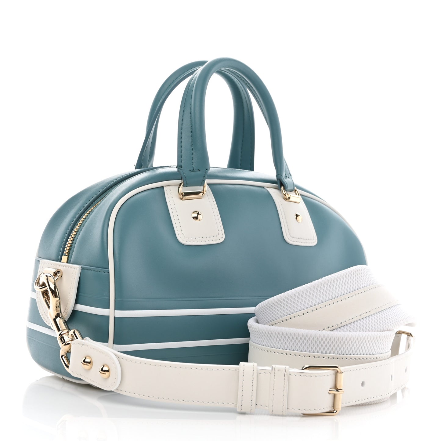 Calfskin Small Dior Vibe Zip Bowling Bag Turquoise