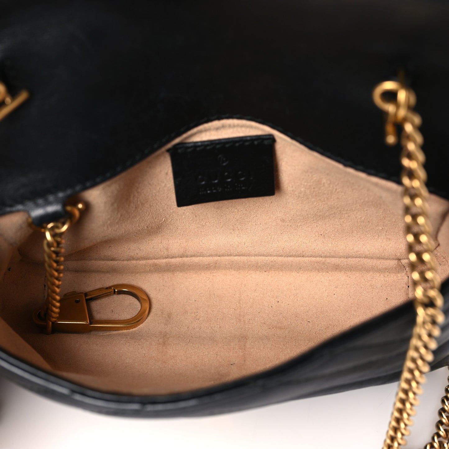 Calfskin Matelasse Super Mini GG Marmont Shoulder Bag Black
