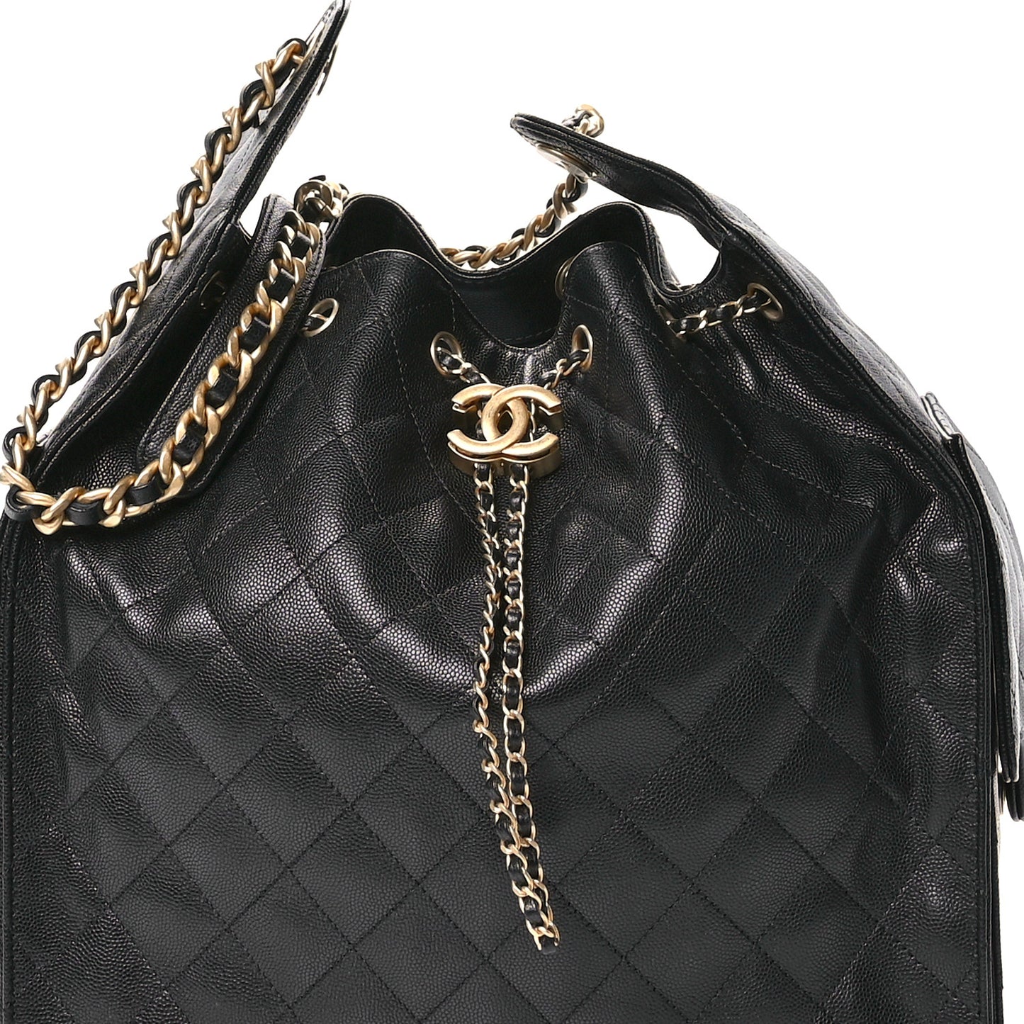 Caviar Quilted Medium Chanel 25 Handbag Black