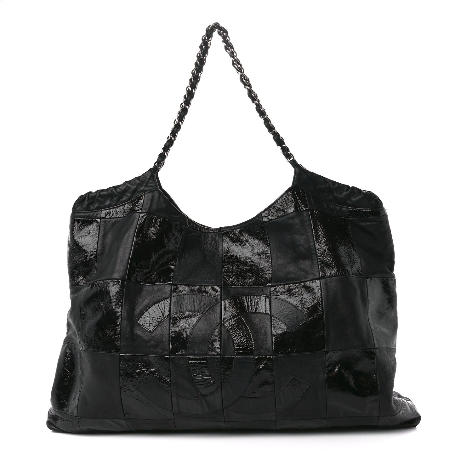 Patent Patchwork Brooklyn Tote Black