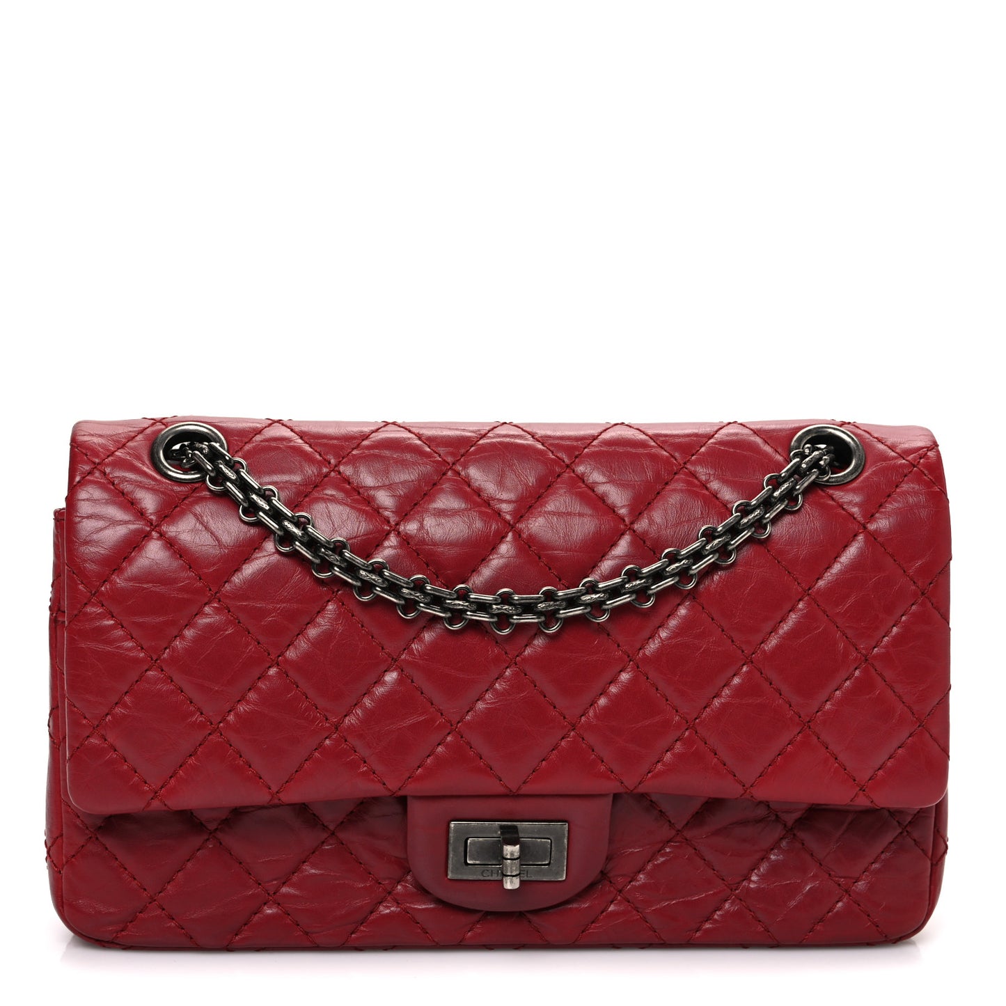 Aged Calfskin Quilted 2.55 Reissue 225 Flap Red