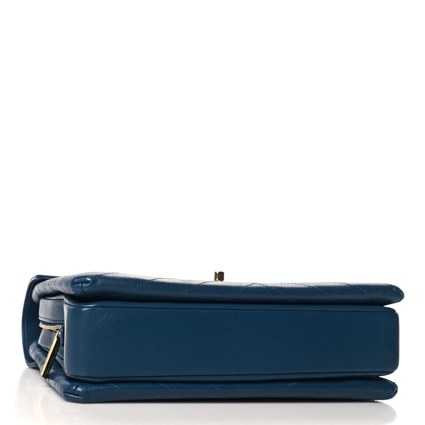 Lambskin Chevron Stitched Large Envelope Flap Blue