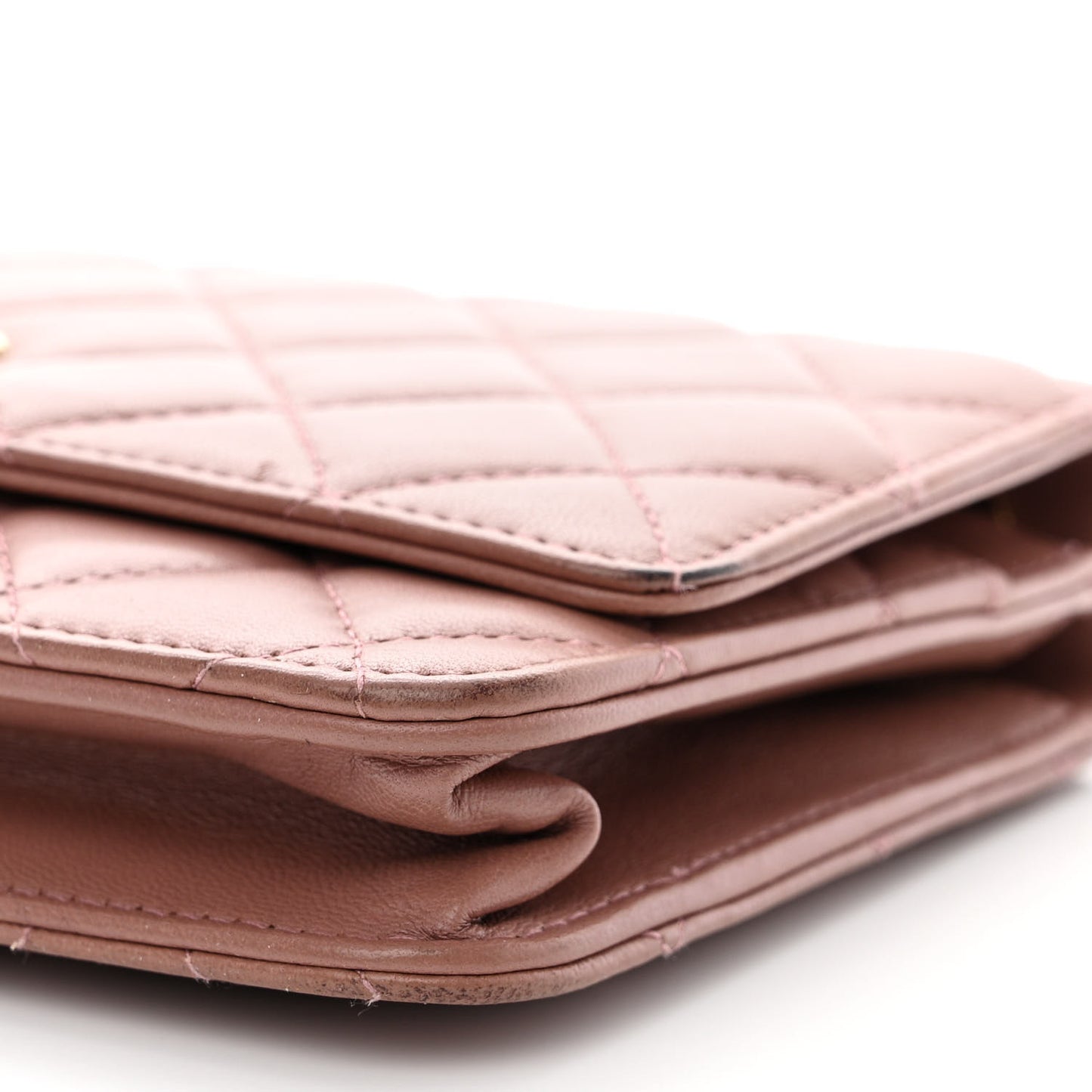 Lambskin Quilted Trendy CC Wallet On Chain WOC Nude