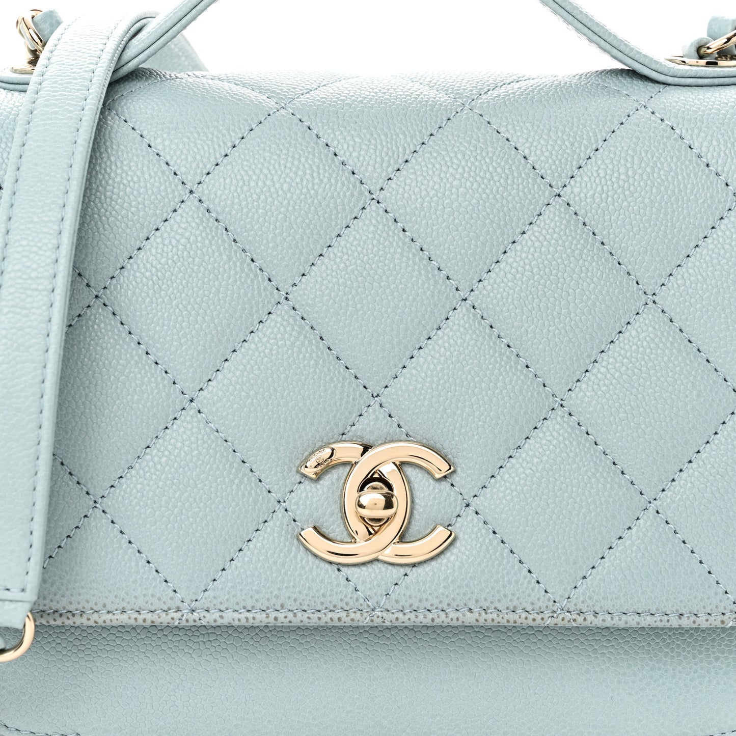 Caviar Quilted Medium Business Affinity Flap Light Blue