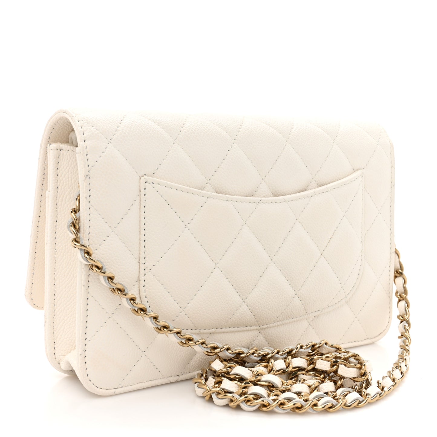 Caviar Quilted Wallet On Chain WOC White