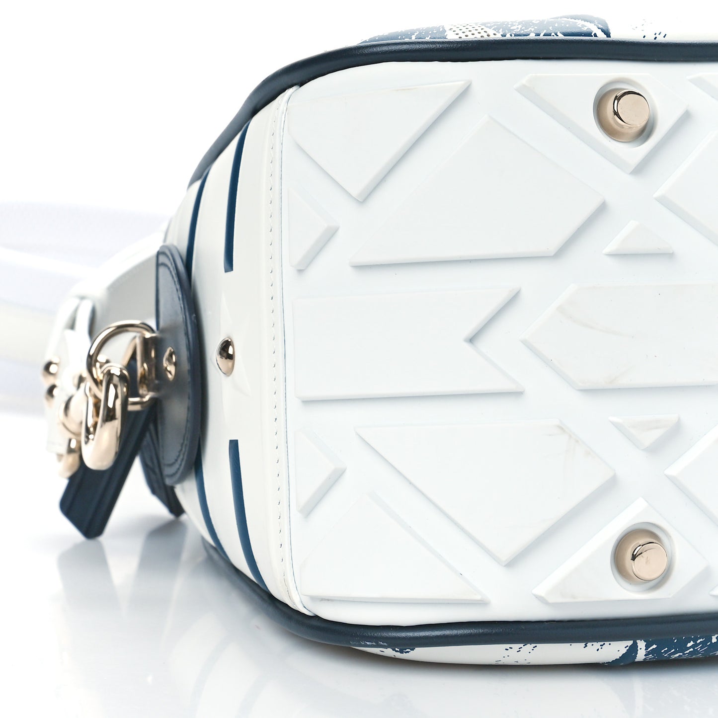Calfskin Star Medium Dior Vibe Zip Bowling Bag White Blue
