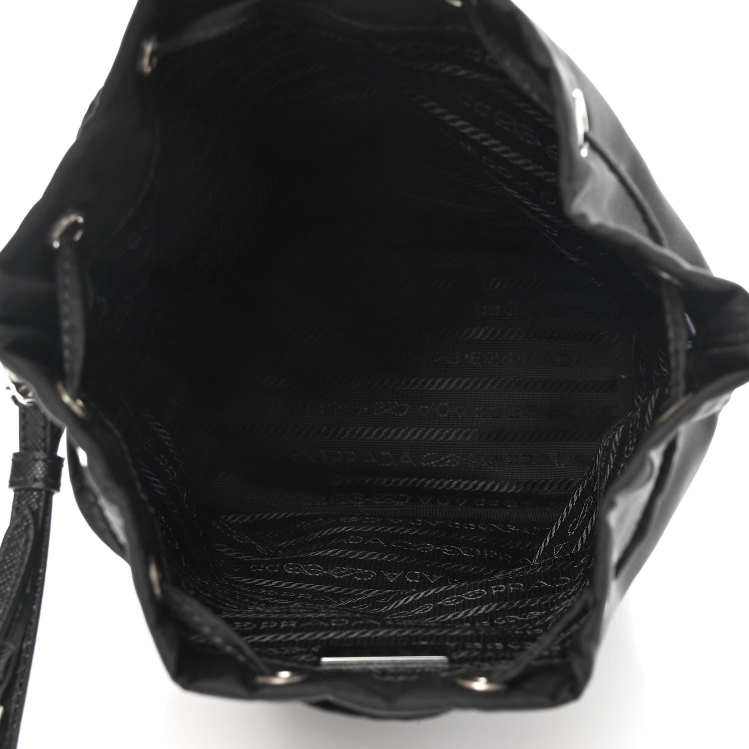 Prada Saffiano Tessuto Nylon Vela Bucket Wristlet Black 5 of 9