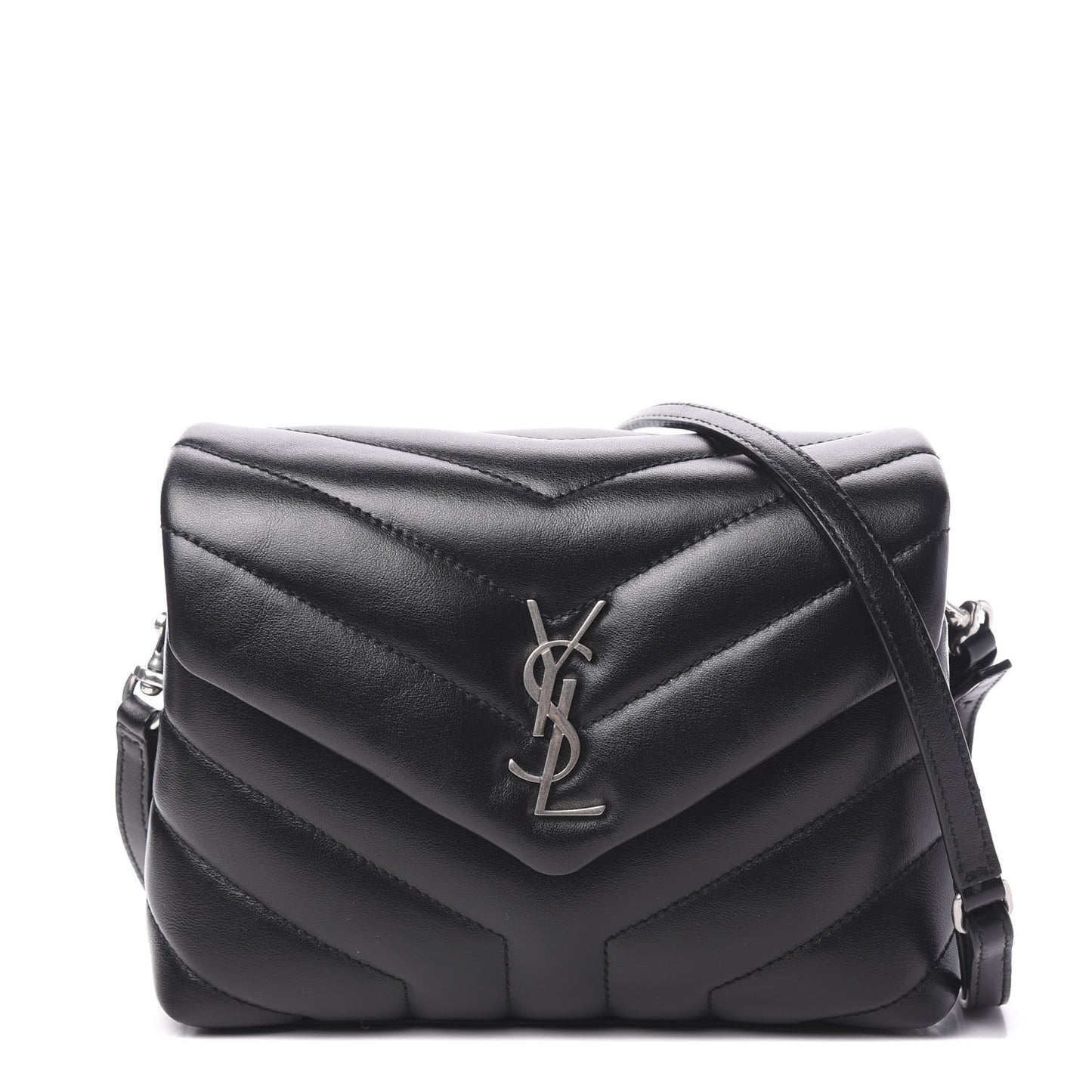 Calfskin Y Quilted Monogram Toy Loulou Crossbody Bag Black
