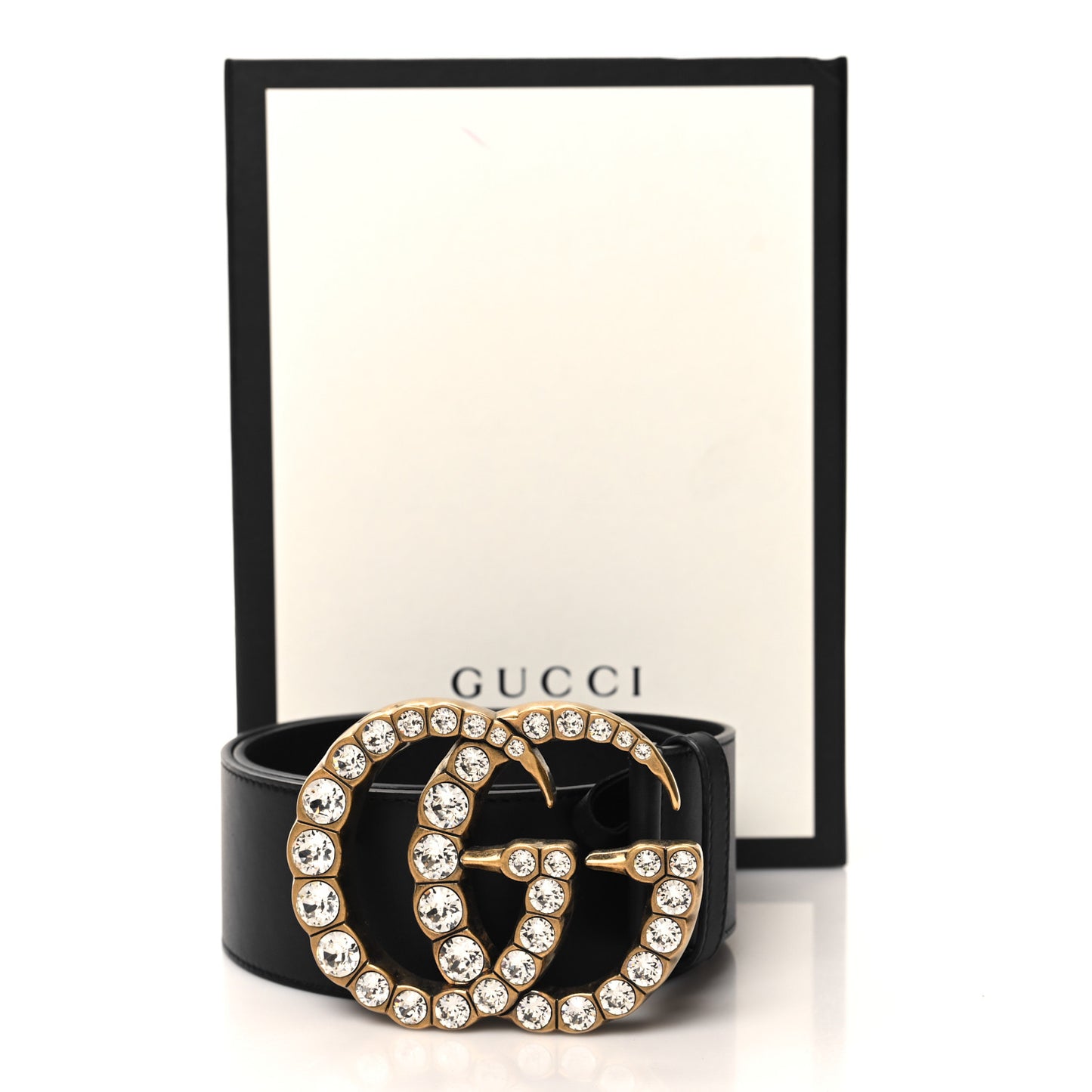 Calfskin Crystal Double G 55mm Belt 75 30 Black