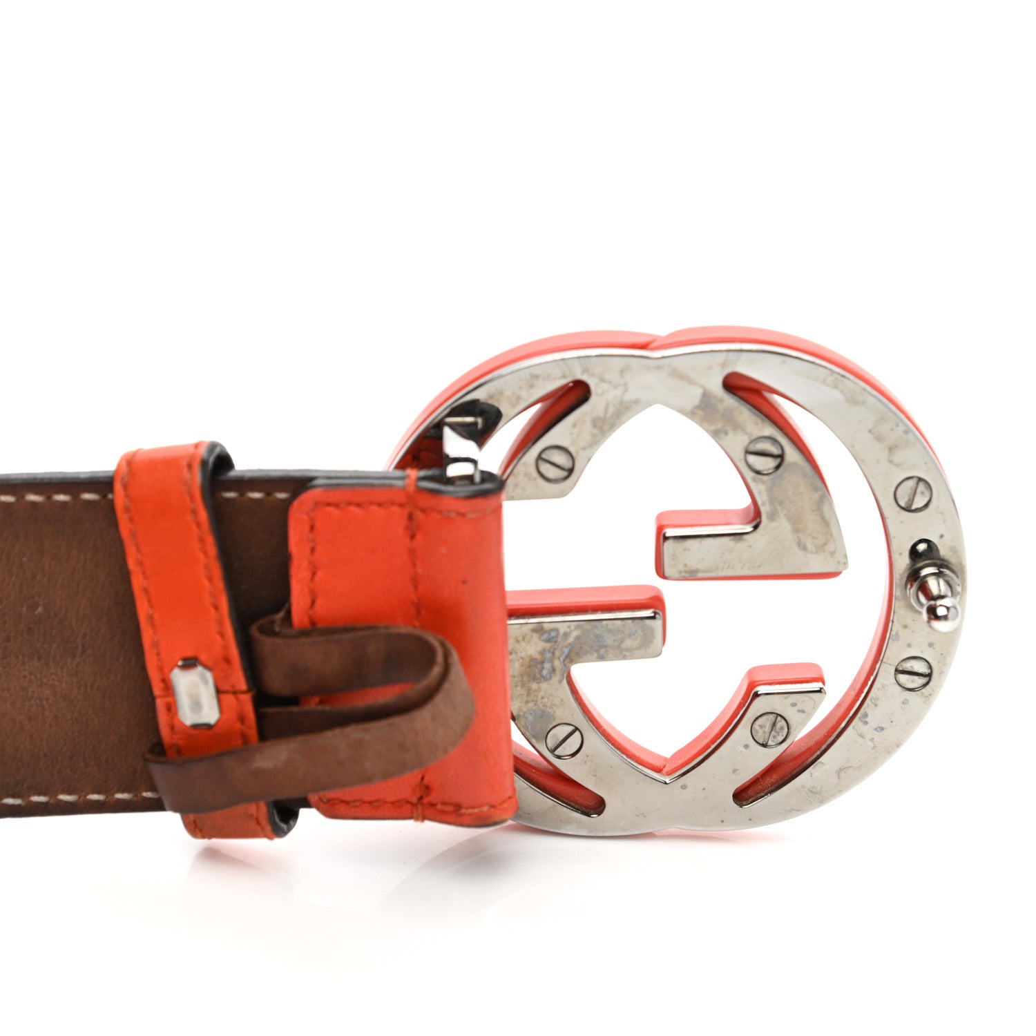 Gucci Nubuck Interlocking G Belt 90 36 Deep Orange 4 of 6