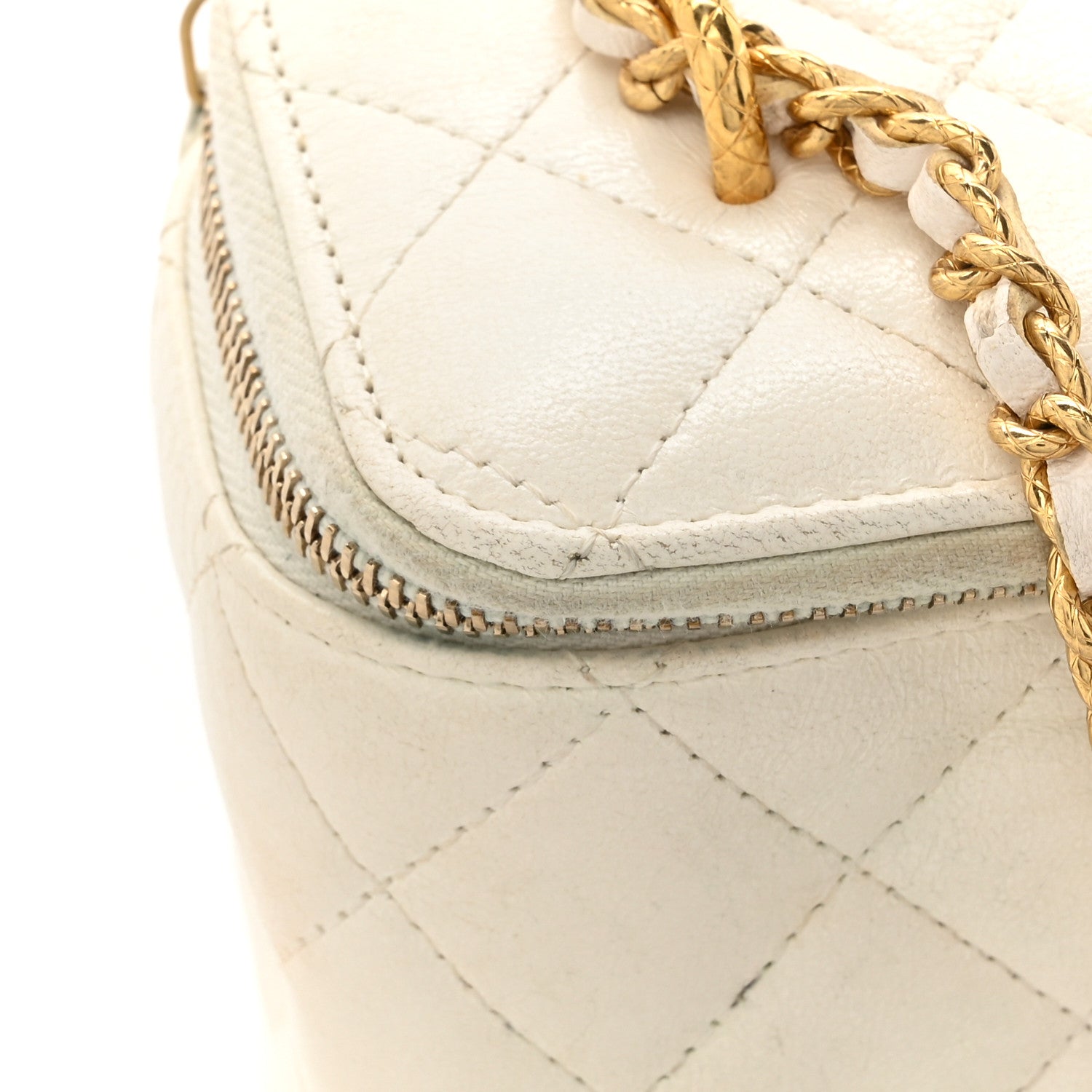 Chanel Lambskin Quilted Small CC Dynasty Vanity Case With Chain White 13 of 19