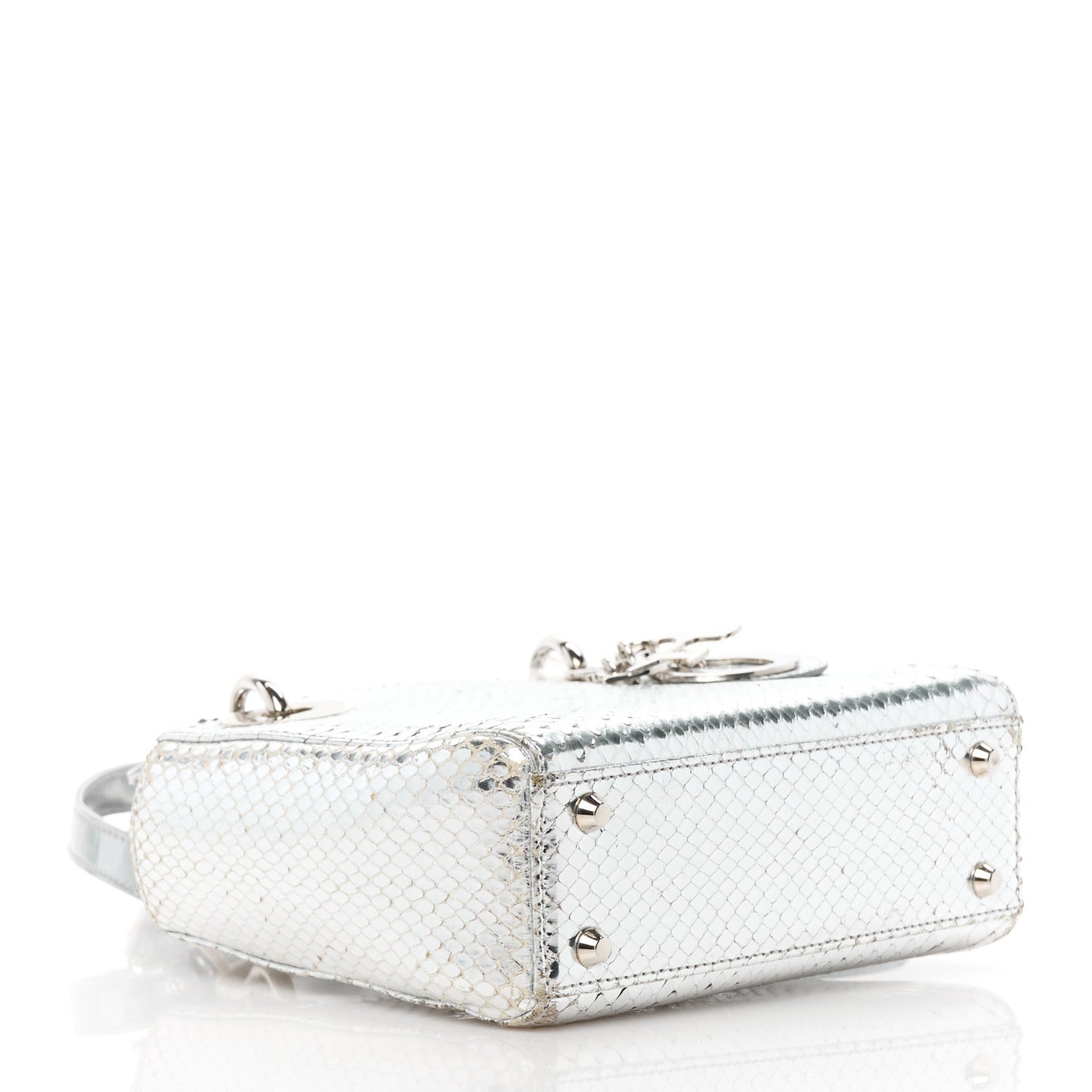 Metallic Snakeskin Mini Lady Dior Silver
