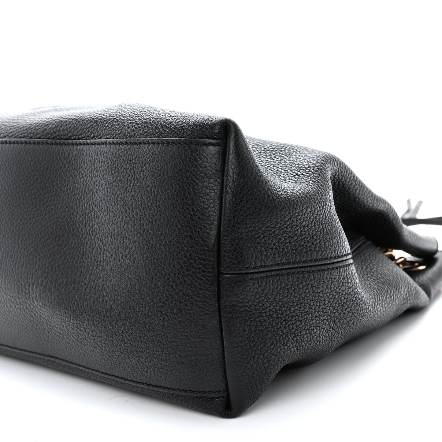 Pebbled Calfskin Medium Soho Chain Shoulder Bag Black