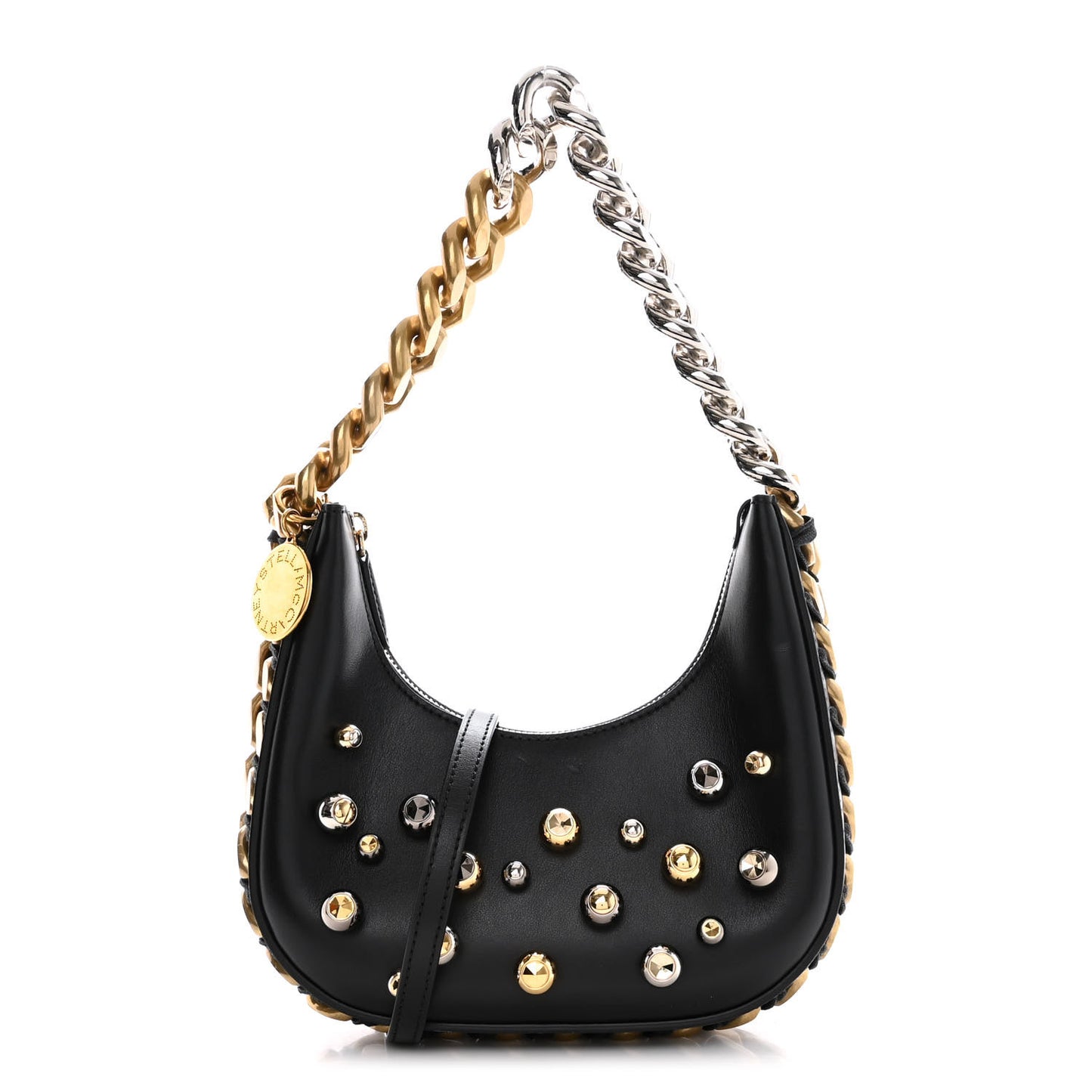 Eco Alter Nappa Mini Chunky Studs Frayme Shoulder Bag Black