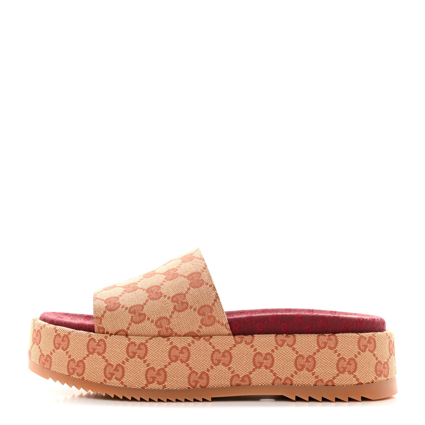 Canvas GG Monogram Angelina Platform Slide Sandals 39.5 Beige Ruggine